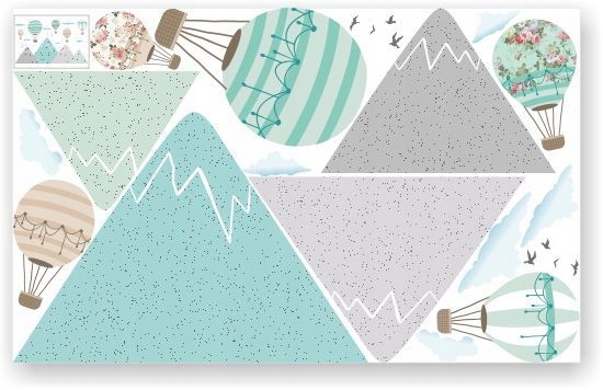 Naklejki Turkusowe Balony Góry 130x80cm PAST_4530 Motyw Dziecięce
