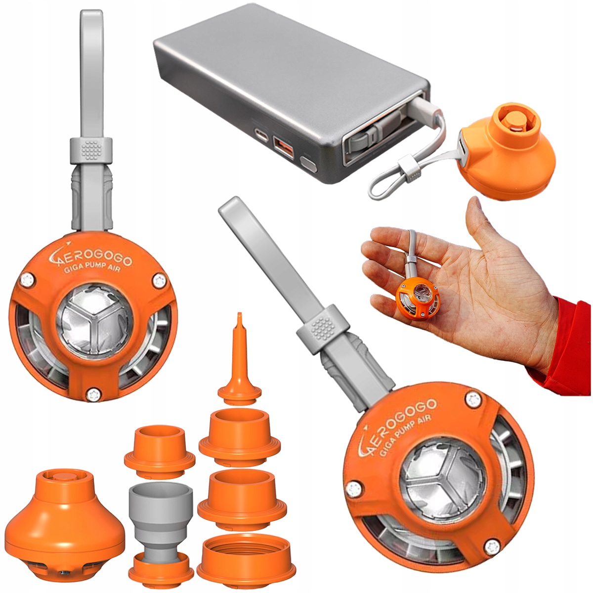 Aerogogo Mała pompka do powerbanku telefonu podróżna kompaktowa Usb-c