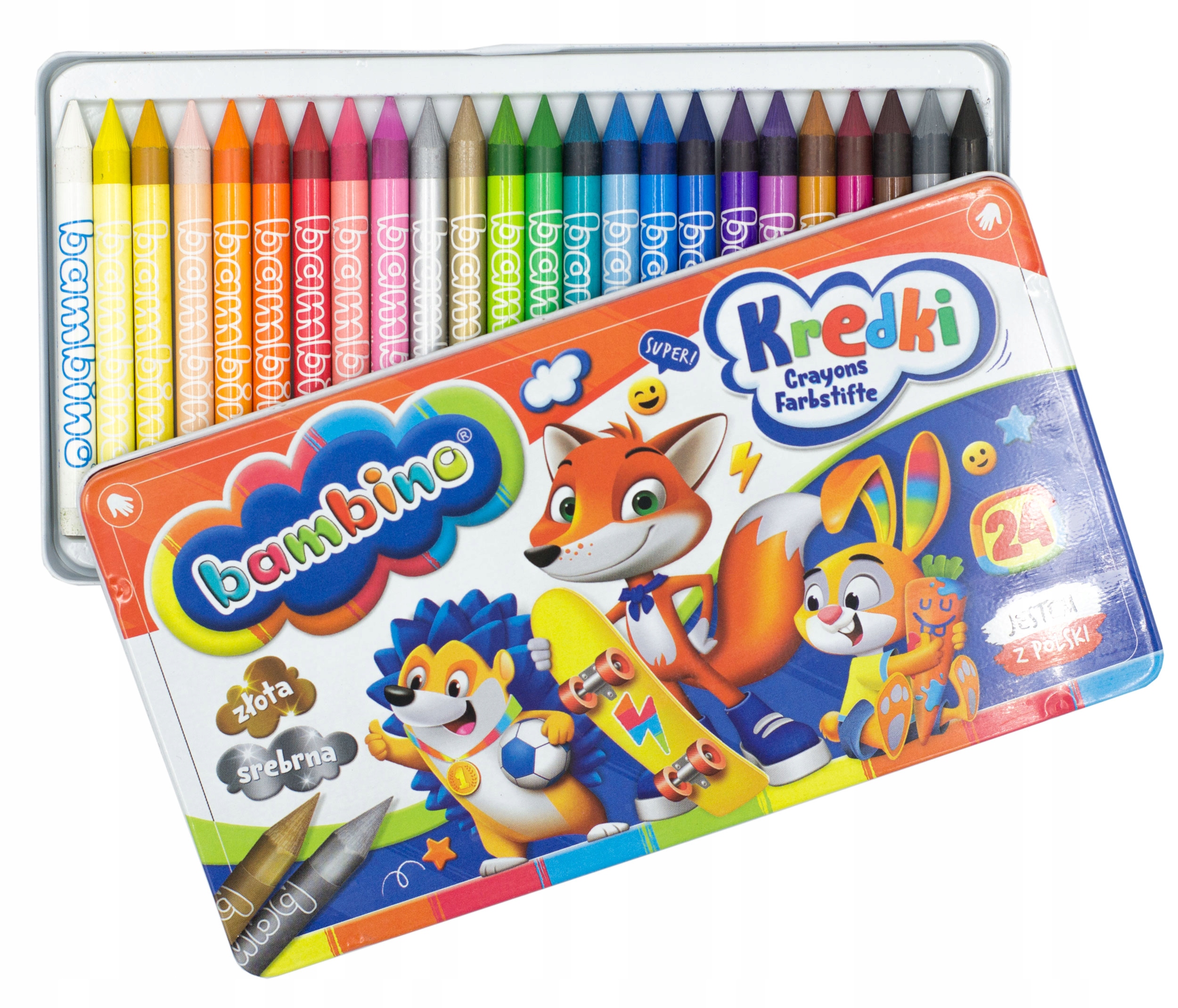 

24 kredki świecowe Bambino w pudełku metalowym