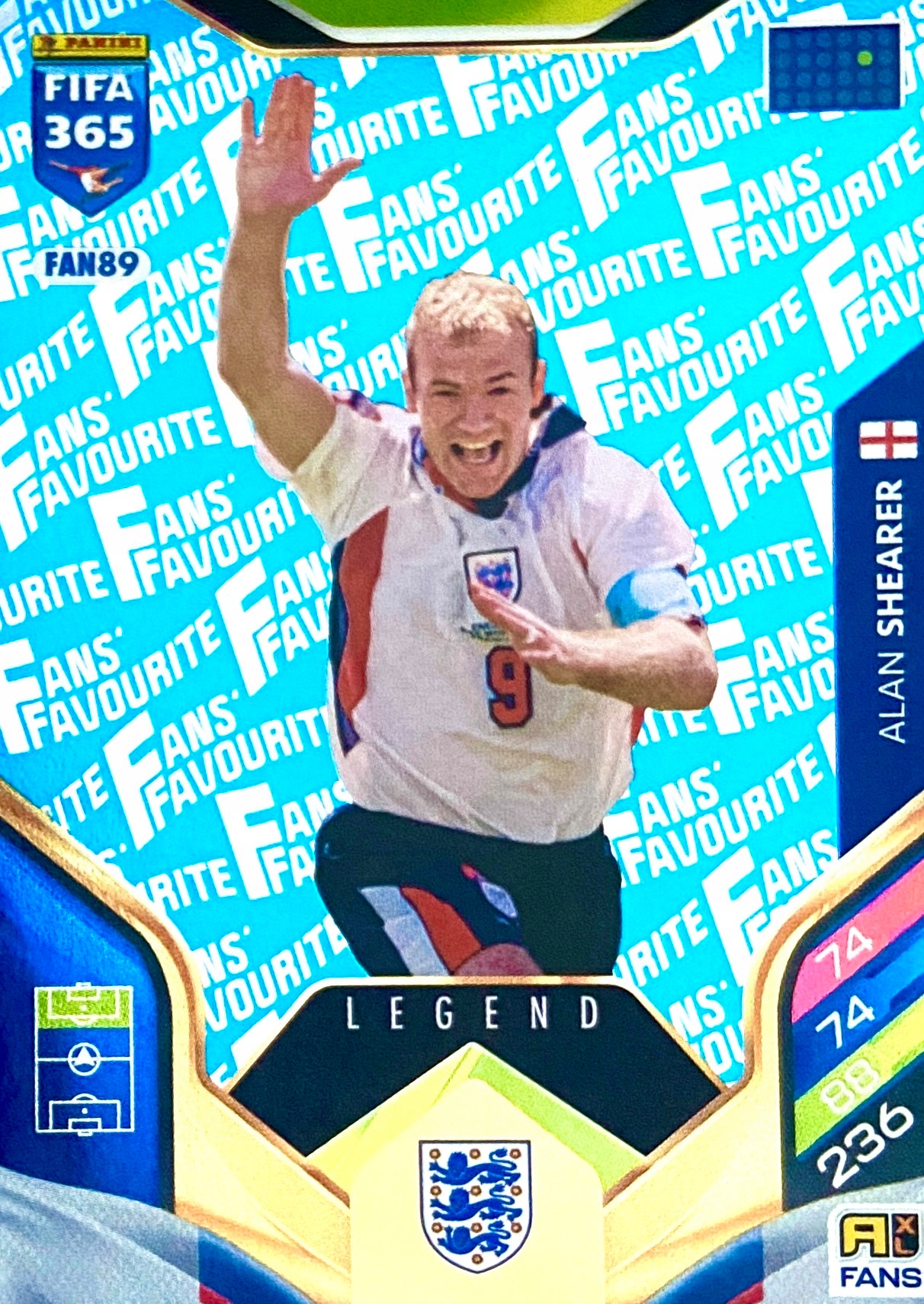 Panini Fifa 365 2026 Fans Favourite Legend blue FAN89 Alan Shearer Anglia