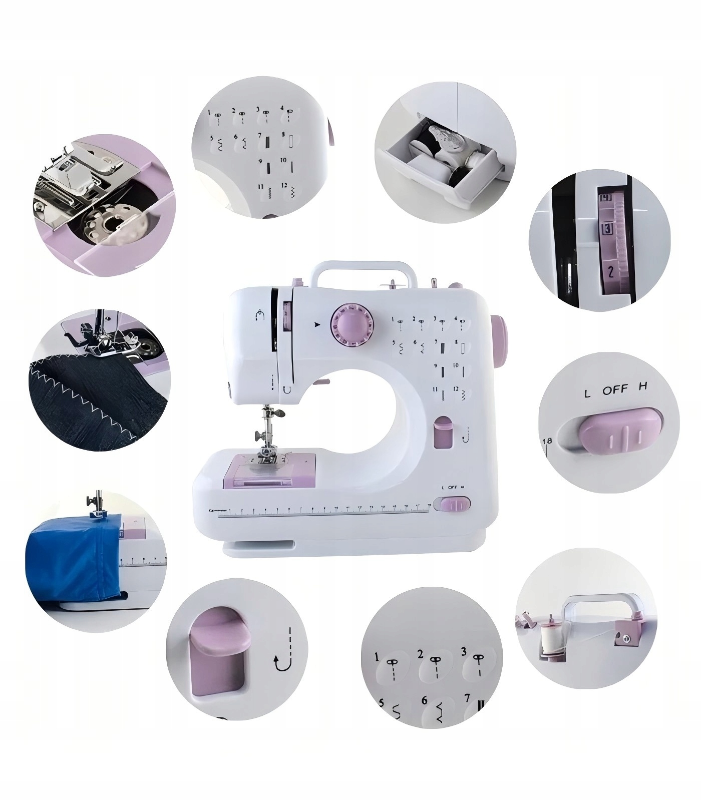 Maszyna Do Szycia Mini Przenośna 12 Ściegów Akcesoria Gratisy