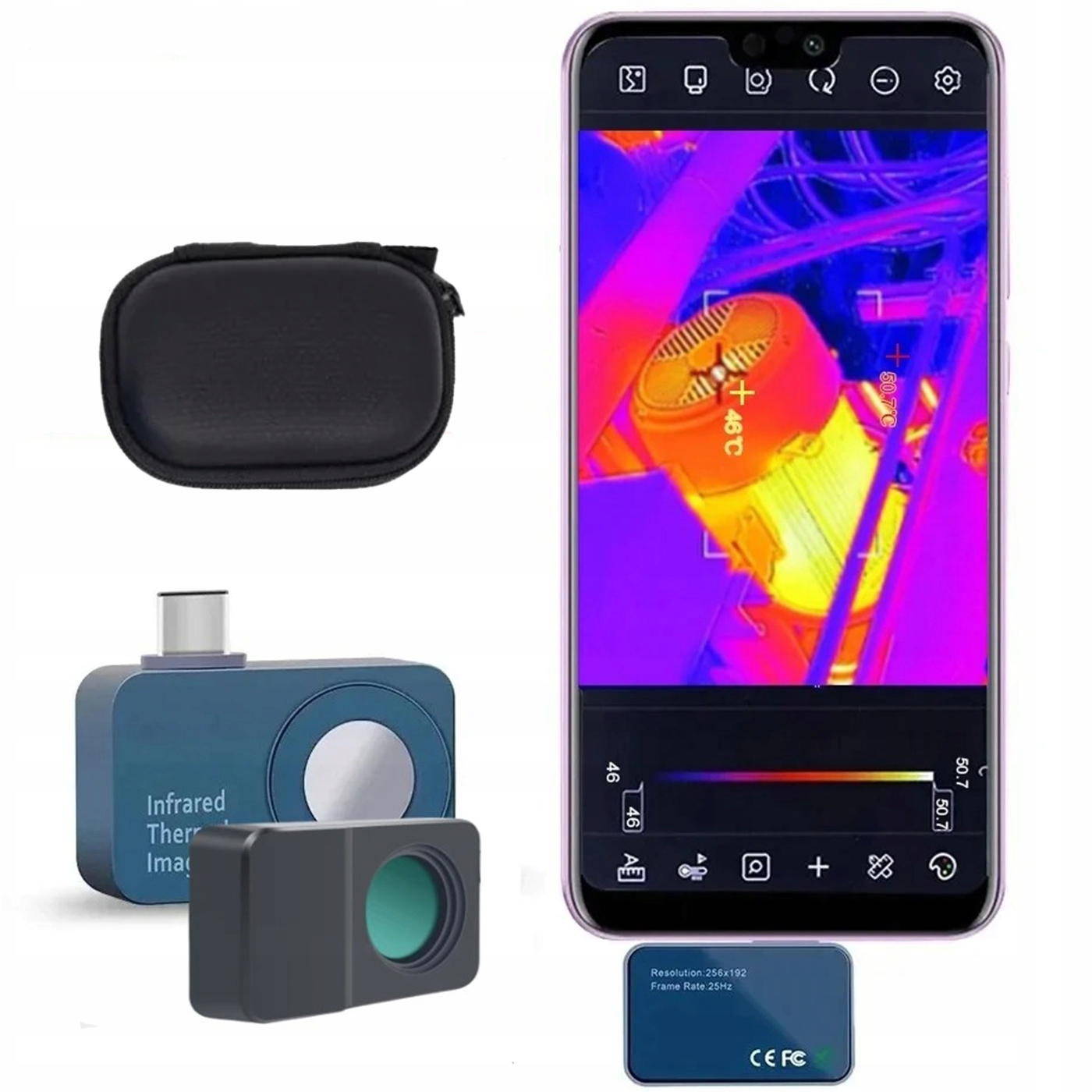 Termovizní kamera Android Usb-c 256x192 25Hz Makro pro chytrý telefon Usb-c
