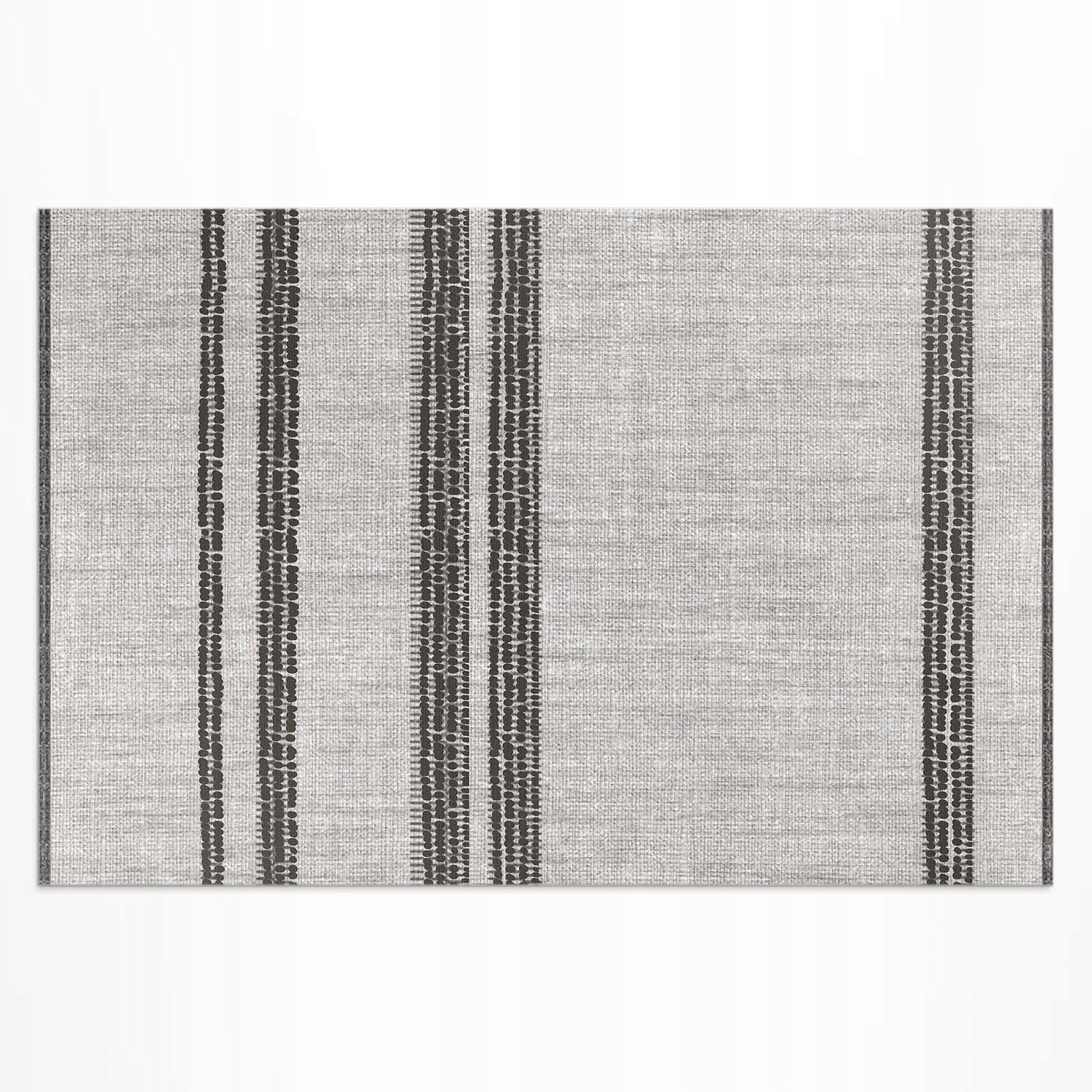 Balkónový vinylový koberec Uv sivý s boho líniou a imitáciou tkaniny 225 x 150 cm