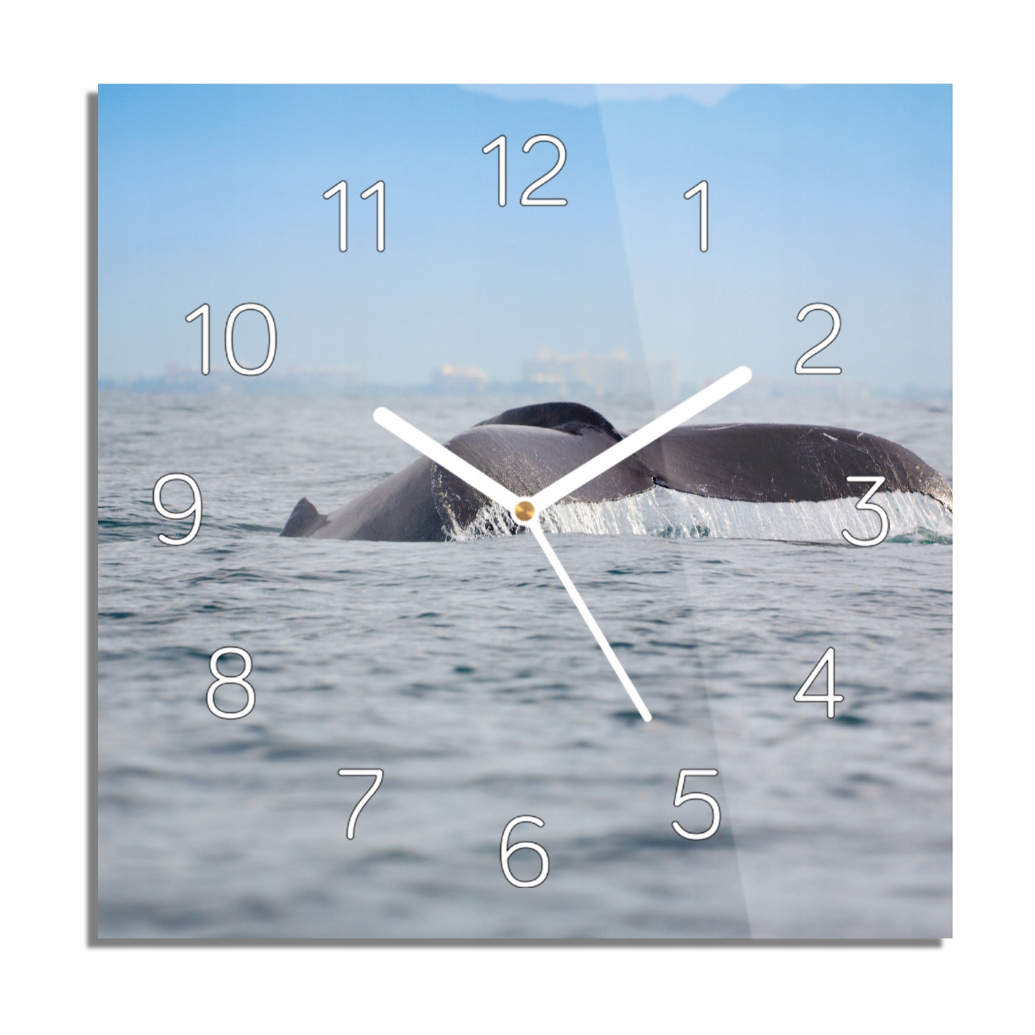 

Wieloryb ocean zegar na szkle do jadalni 30x30