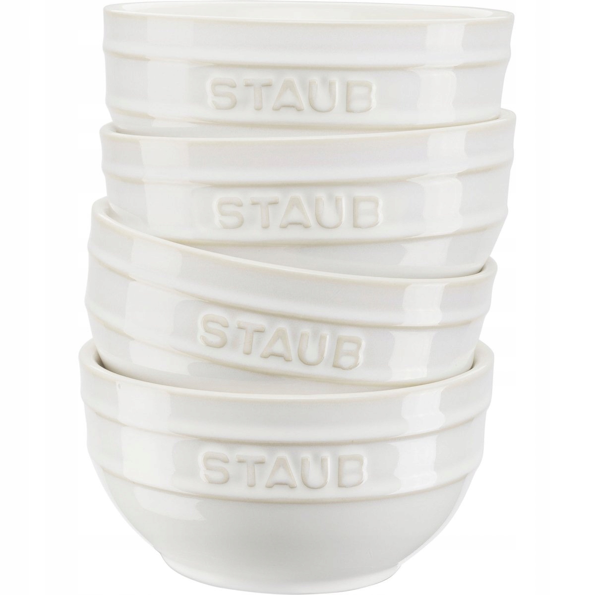 Sada 4 okrúhlych misiek 12 cm, slonová kosť Serving Staub