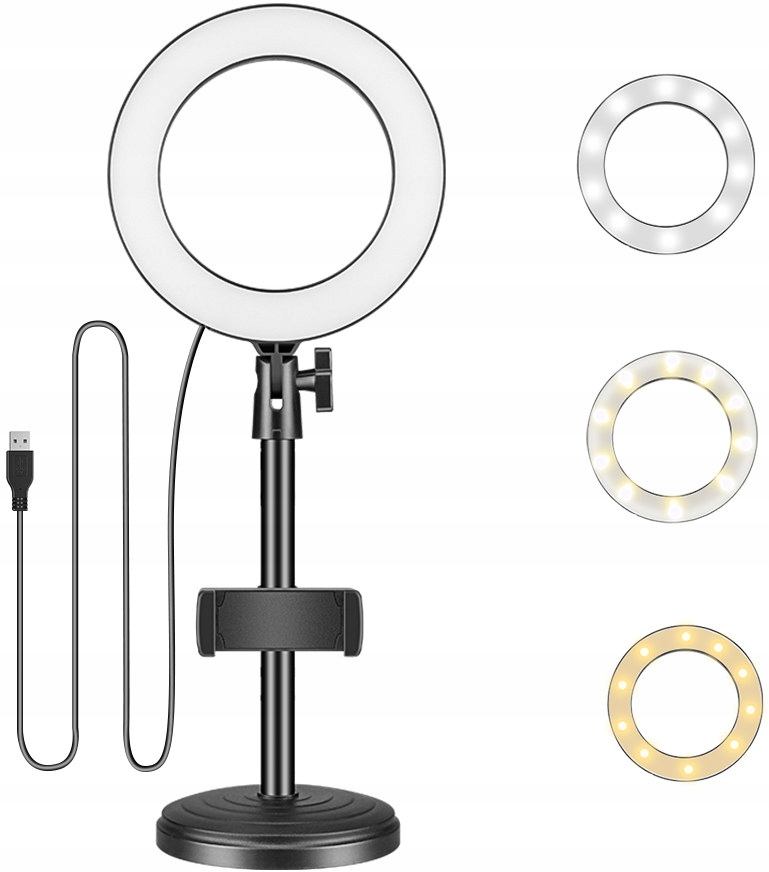 MOZOS LAMPA PIERŚCIENIOWA LED RING DO ZDJĘĆ FILMÓW Z UCHWYTEM NA TELEFON Informacje o bezpieczeństwie CE WEEE