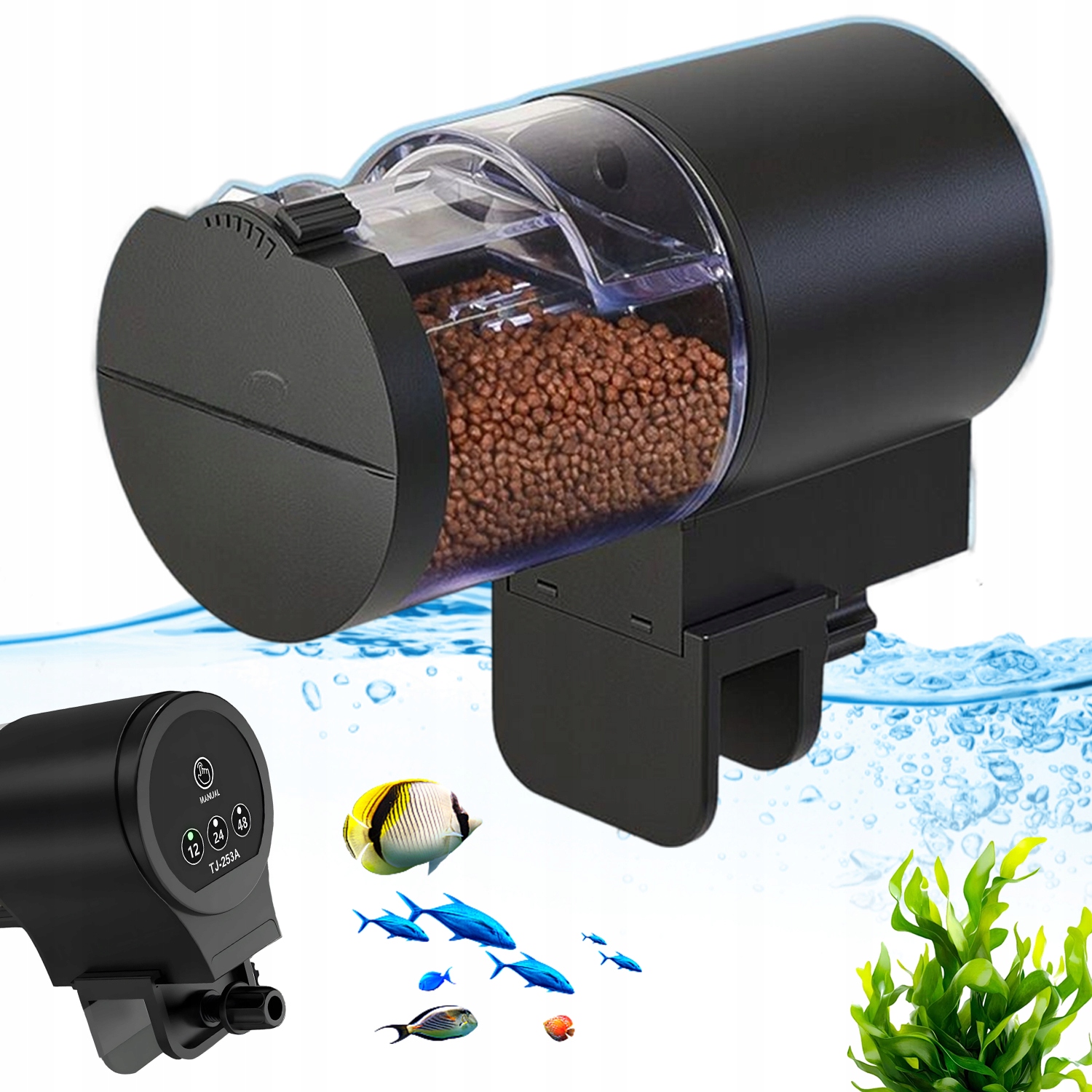 Automatické Krmítko Do Akvária 100 ML, 3 Režimy Dávkování Krmiva, Černé