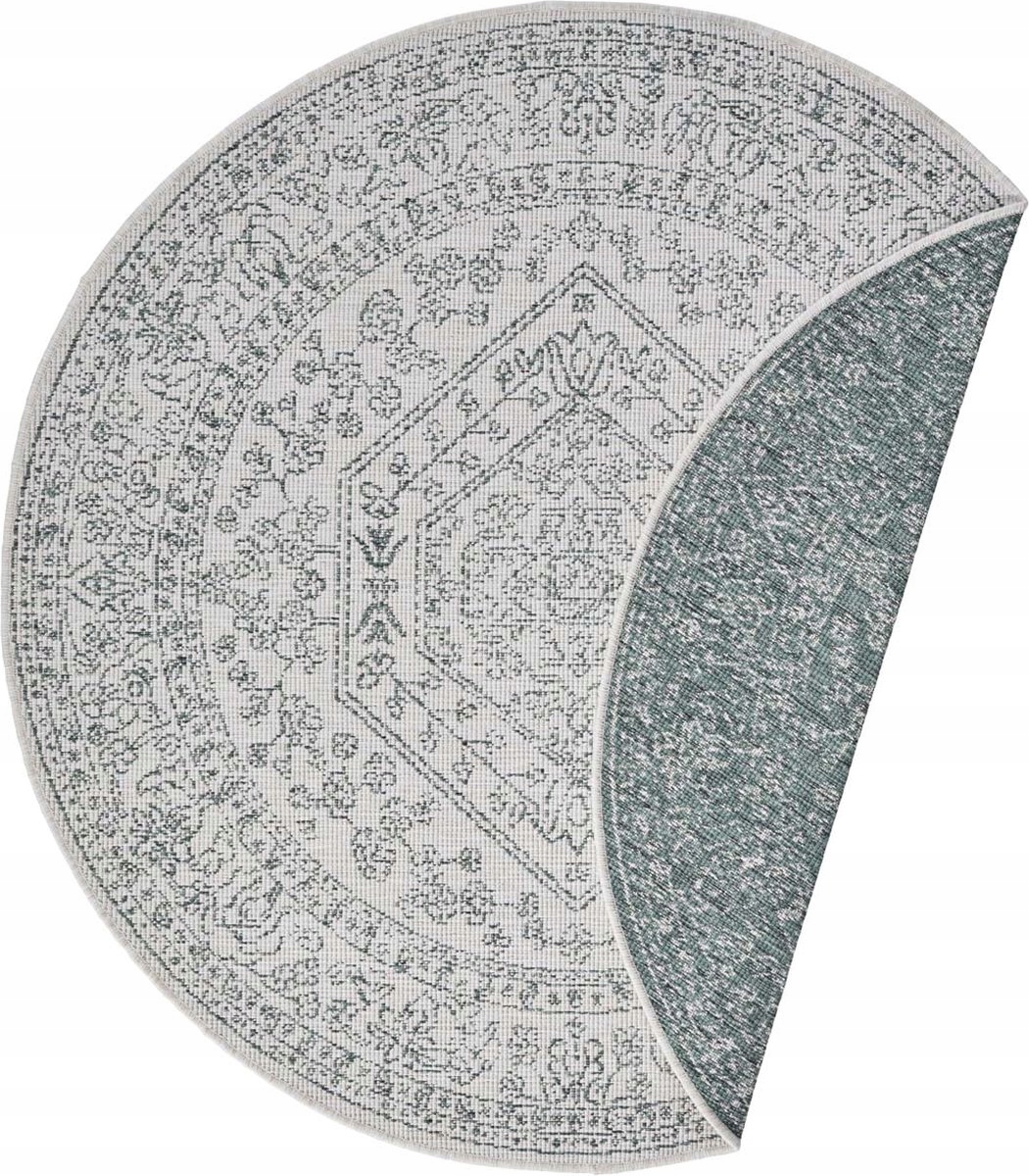 Koberec zelený okrúhly, plocho tkaný, šnúrkový, 160 cm