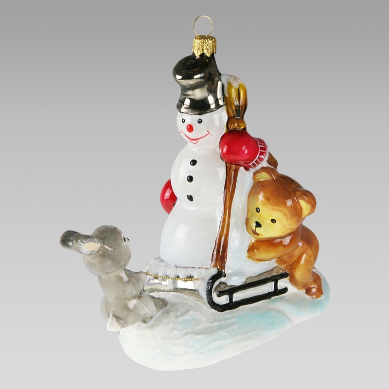 Vianočná Guľa Snehuliak So Zvieratkami Komozia