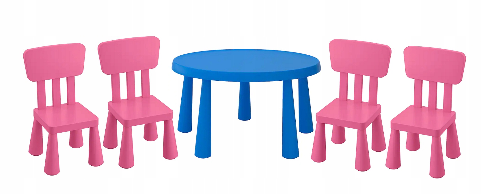 IKEA MAMMUT Stolik 85 cm + 4 krzesełka dla dzieci