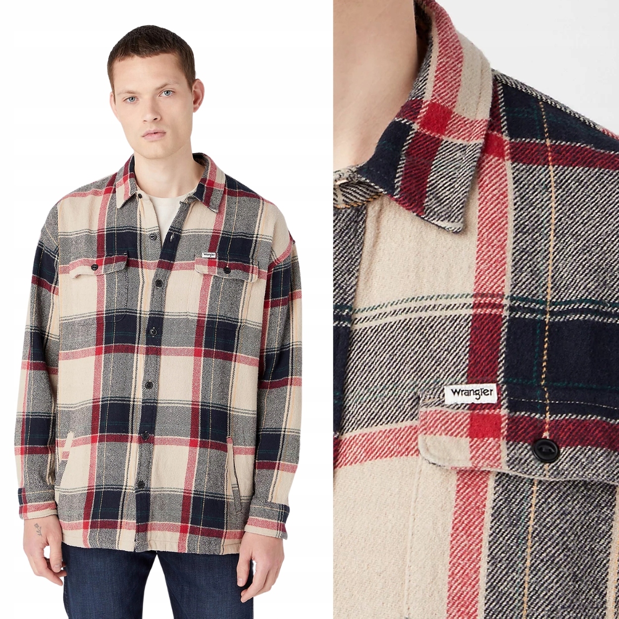 Wrangler Overshirt Black tlustá volná bavlněná košile kostkovaná bunda XL