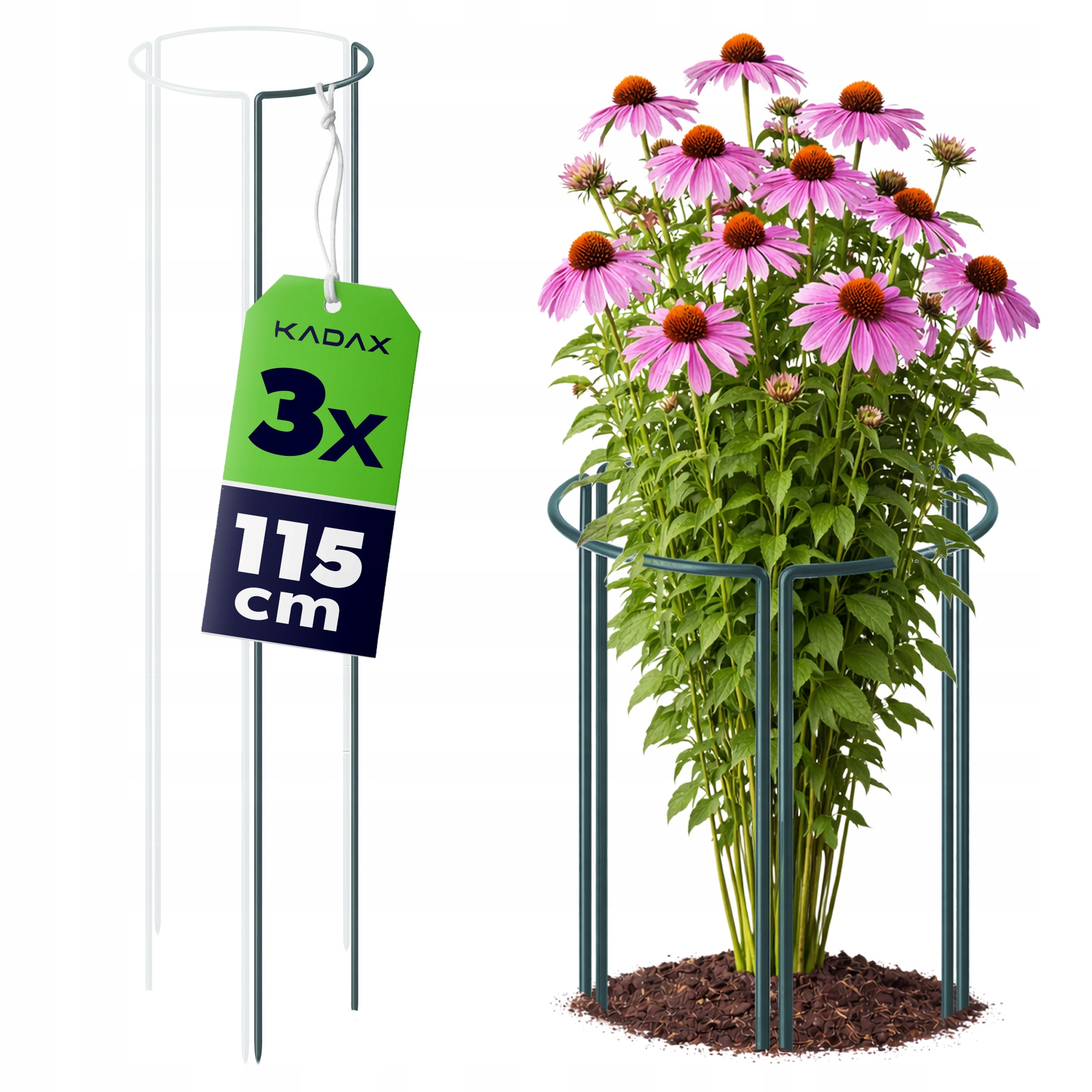 3 SZT PODPORA DO ROŚLIN 115cm HORTENSJI RÓŻ KWIATÓW MONSTERY METALOWA MOCNA