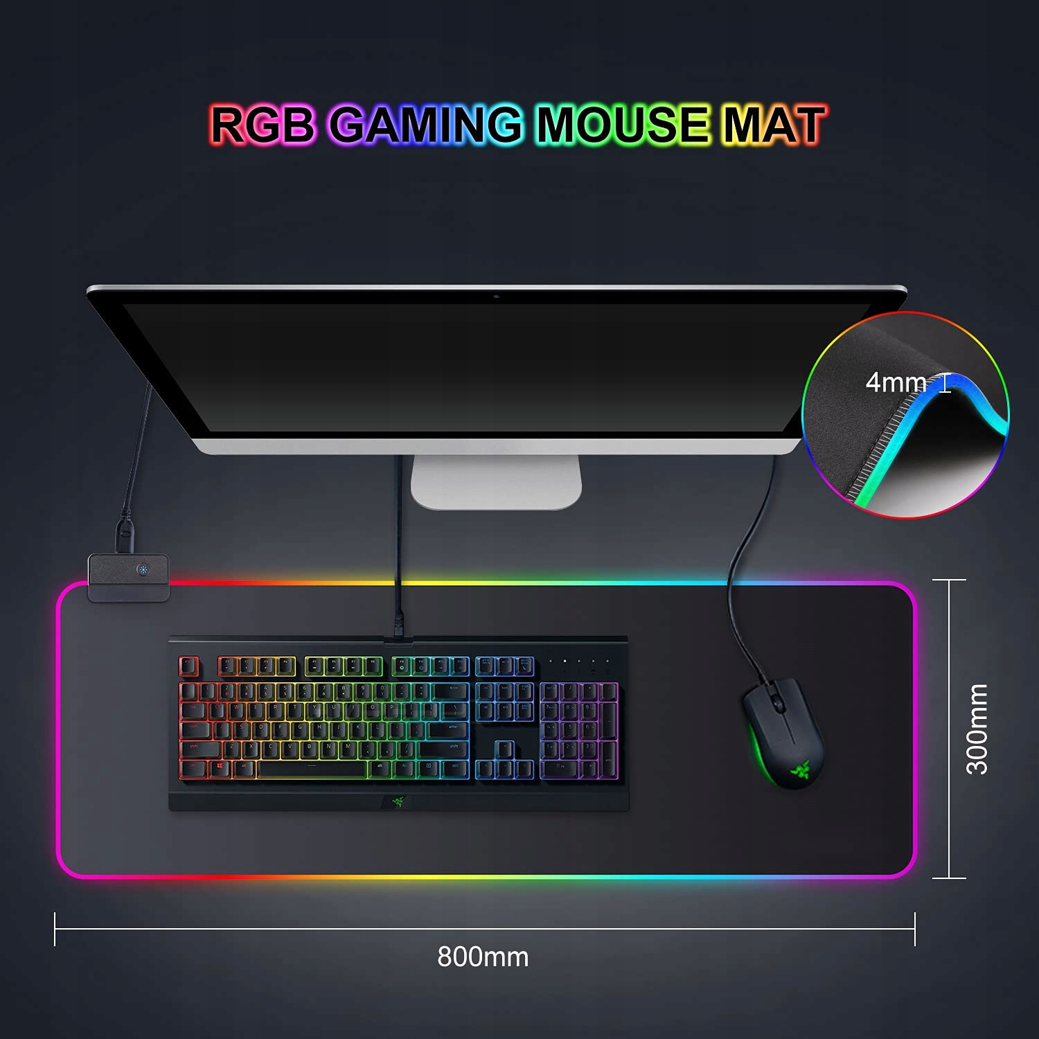 REALKY PODKŁADKA POD MYSZKĘ XXL 800x300mm 7 KOLORÓW LED — miniatura 8