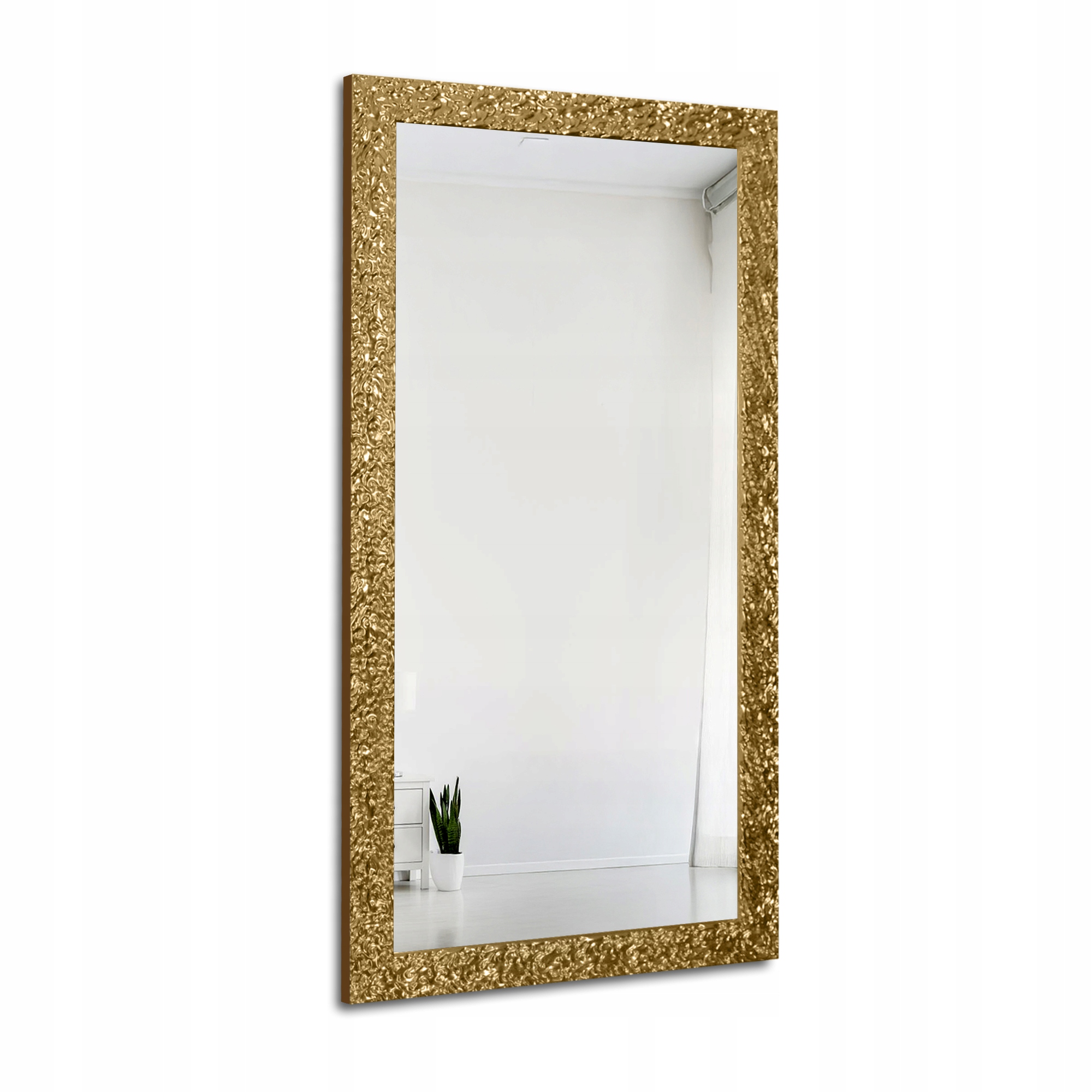 Zrcadlo glamour 8002002 v bohatém zlatém rámu ve vysokém lesku 100x200