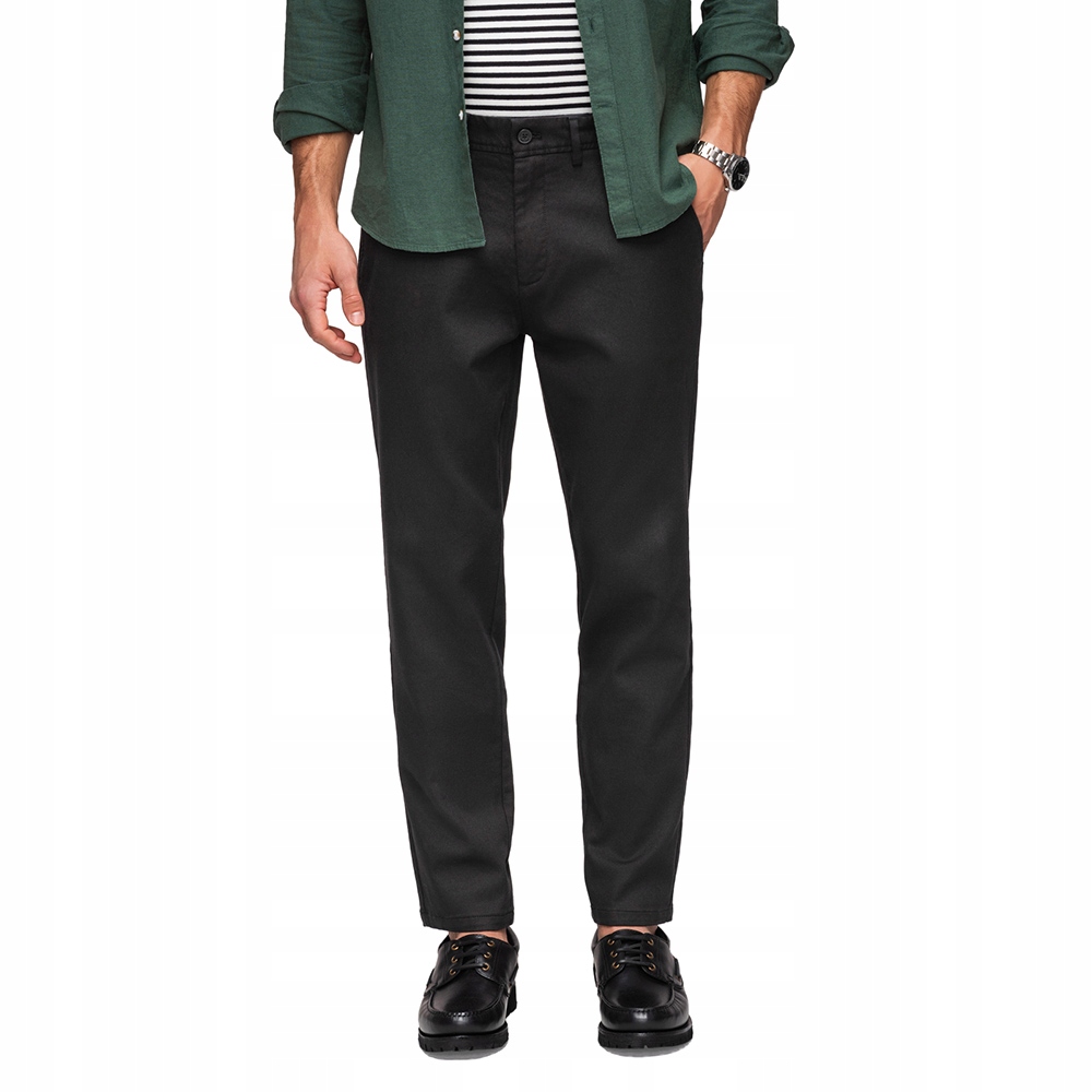 Kalhoty Slim Fit s jemnou popelavou texturou OM-PACP-0294 černé XXL