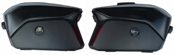 2X KUFER KUFRY BOCZNE ABS ODBLASK STELAŻE UNIWERSALNE ZESTAW NOWOŚĆ 2024 ! Maksymalna pojemność kufra 38 l