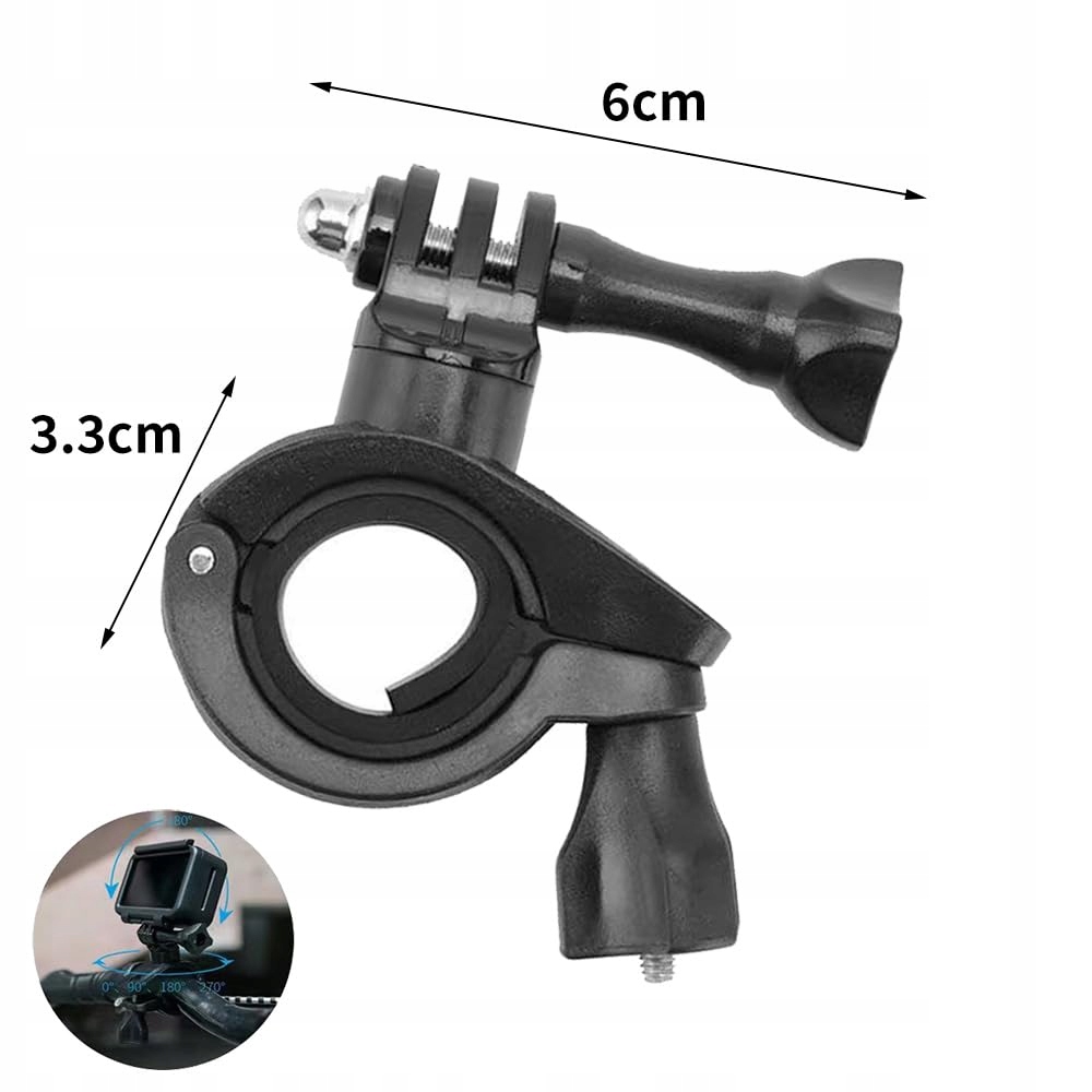 GOPRO Uchwyt Rowerowy Motocyklowy Do Kamer Sportowych Czarny — miniatura 7