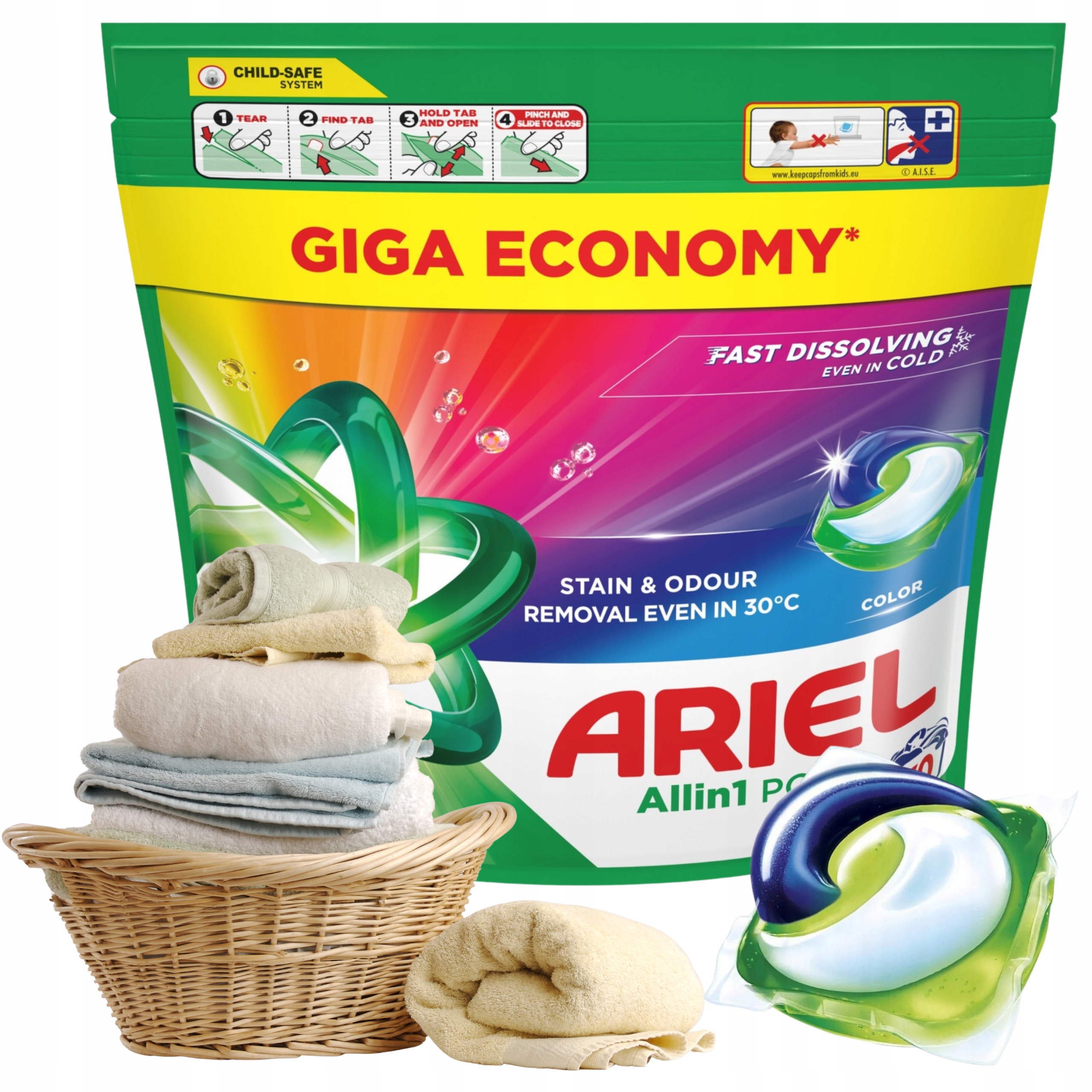 Ariel Kapsułki do Pralki Prania Kolorów All-in-1 70 szt. Duże opakowanie