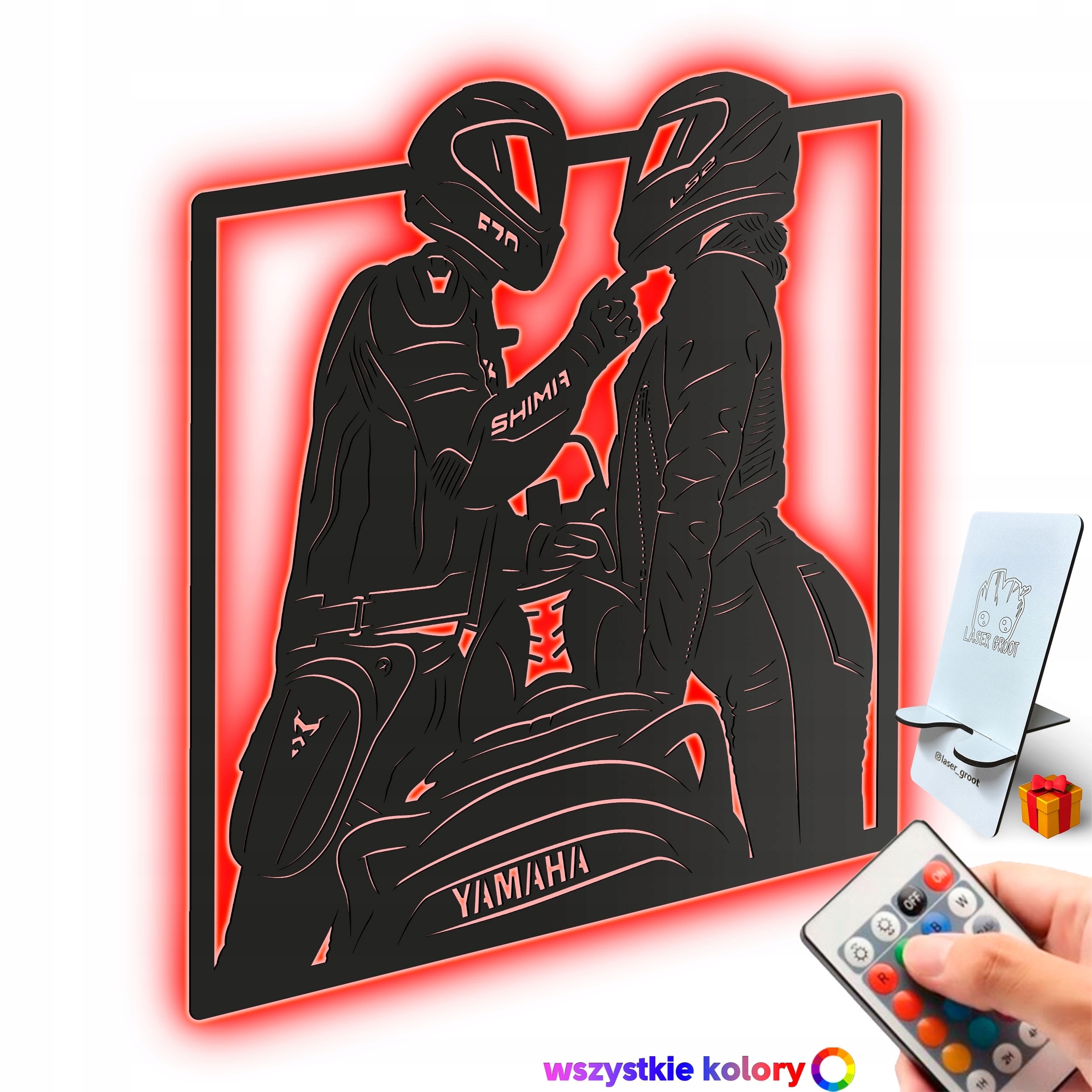 Dřevěný obraz Zamilovaný pár Yamaha Nástěnný Dárek Noční Lampa Led XL