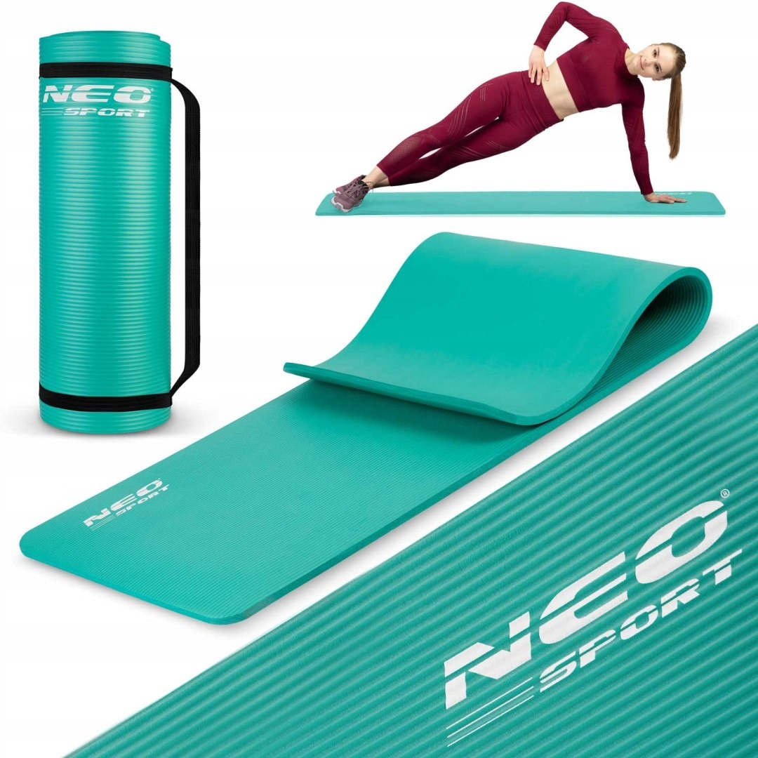 Mata do ćwiczeń gruba 183 x 60 cm Neo-Sport 192301 turkusowa