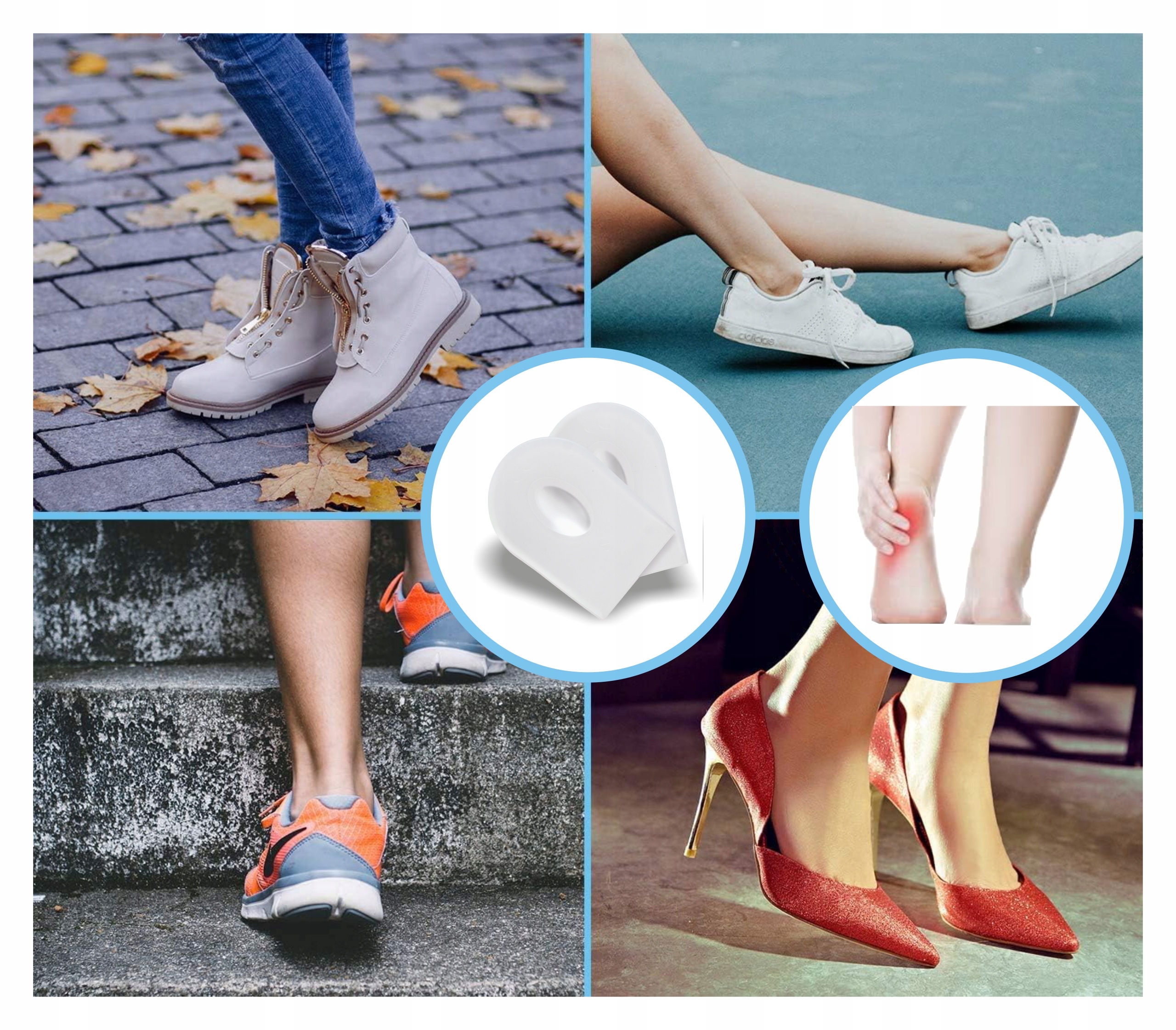 WKŁADKI DO BUTÓW OSTROGI PIĘTOWE BÓL PIĘT AMORTYZUJĄ PODPIĘTKI ŻELOWE 35-38 Płeć uniseks