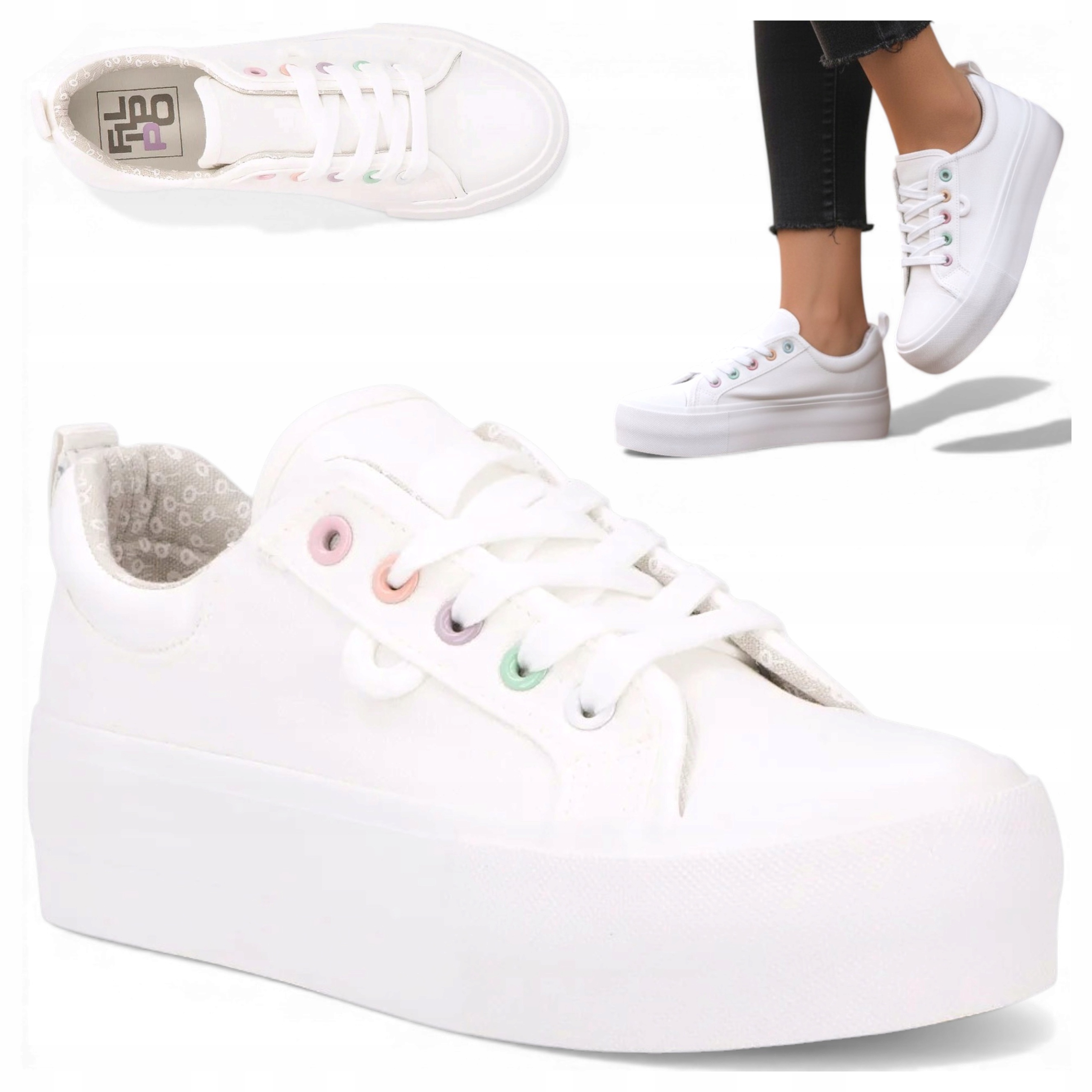 Filippo 38 Tenisówki damskie na grubej podeszwie obuwie Lekkie Wiosenne