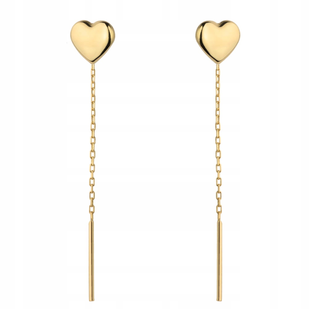 Zlaté závěsné Náušnice 585 Srdíčka hladké lesklé Srdce 0.65g dárek