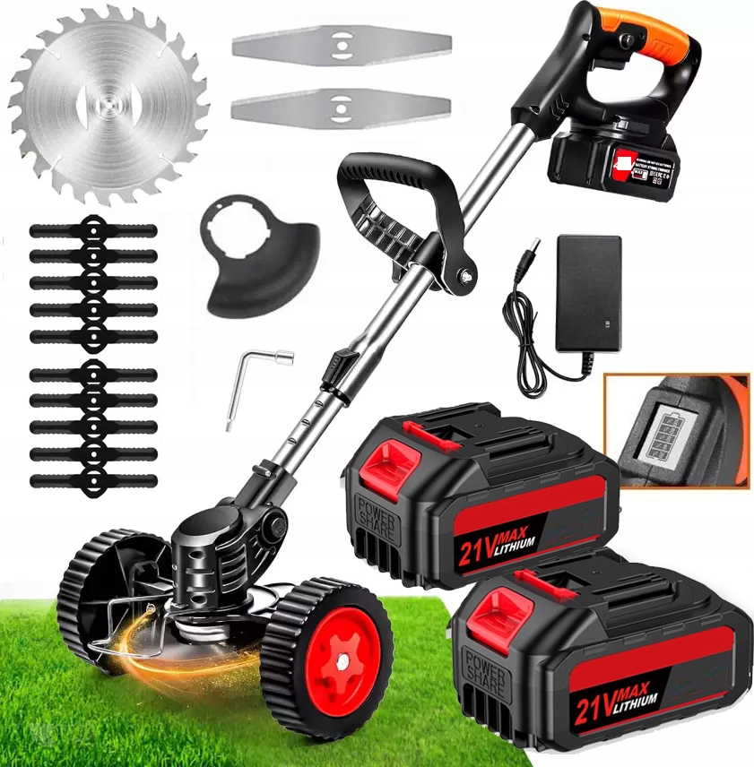 Aku Vyžínač Křovinořez Křovinořez Na Trávy Na Kolech 2xAKU Set