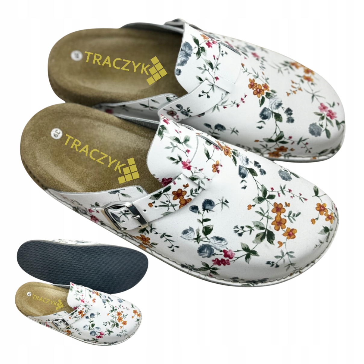 Nazouváky Fusbet Flowers z přírodní kůže, ortopedická vložka, vel. 35