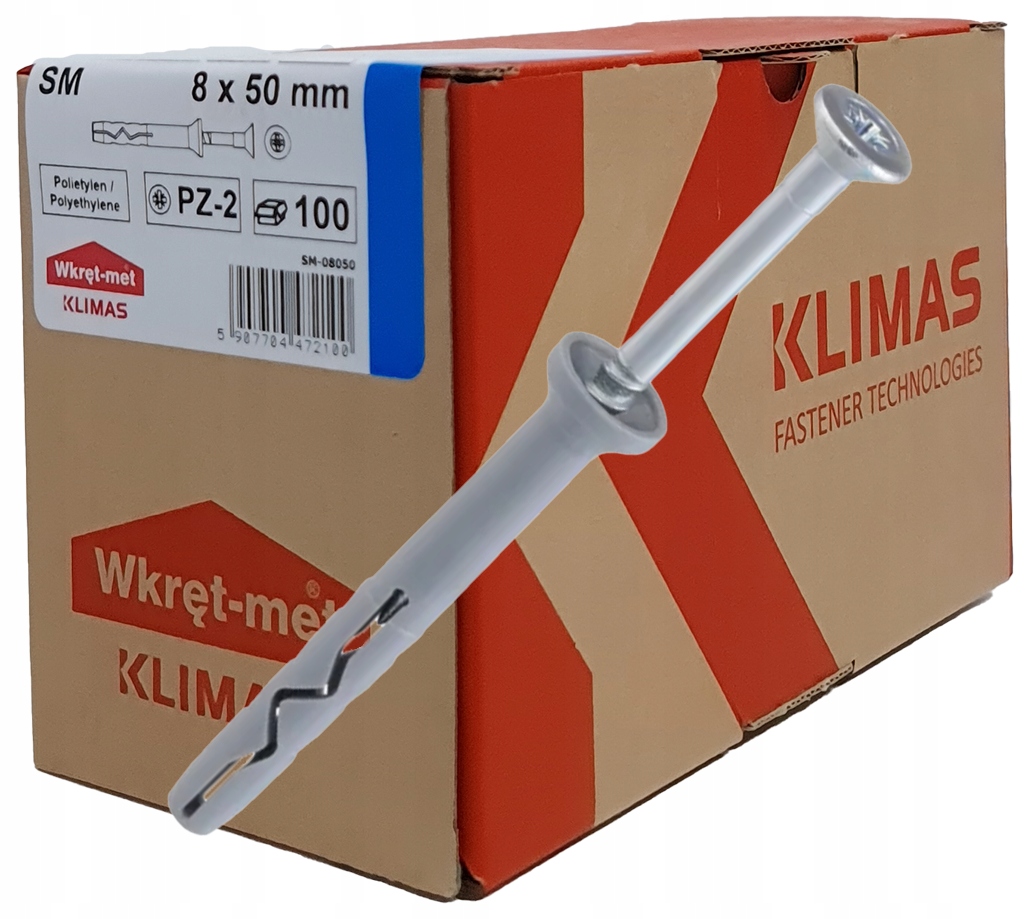 

Kołki szybkiego montażu 8x50 Sm 100sztuk Wkręt-met