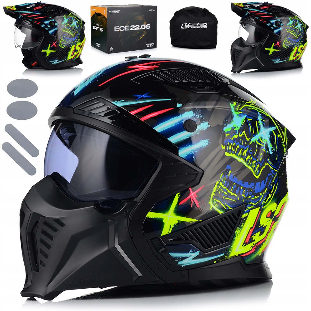 Motocyklová Prilba 4v1 LS2 OF606 Rayz Odnímateľná Čepeľ Strieška 2x Sklo