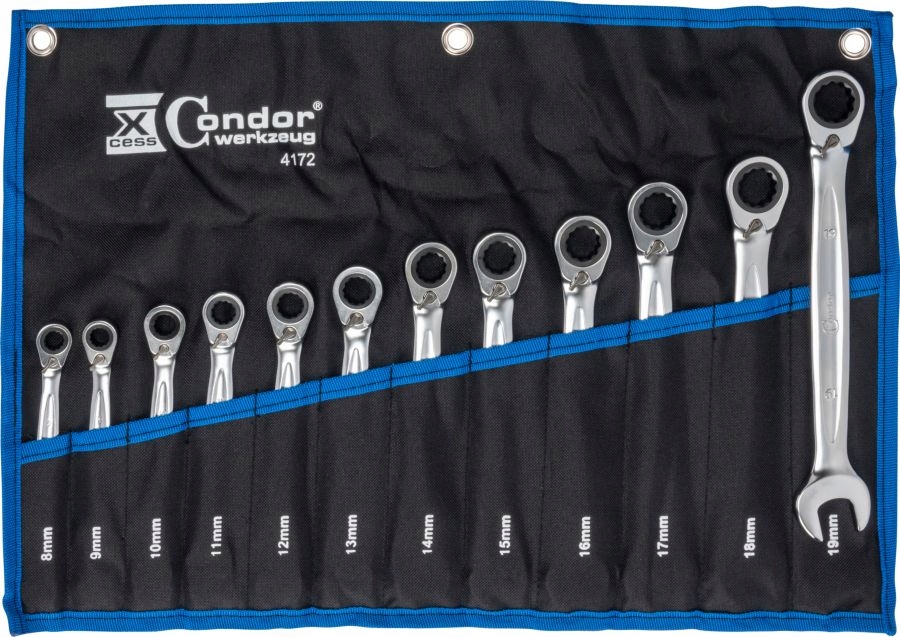 Klucze płasko oczk wzmocnione 8-19 mm z grzechotką