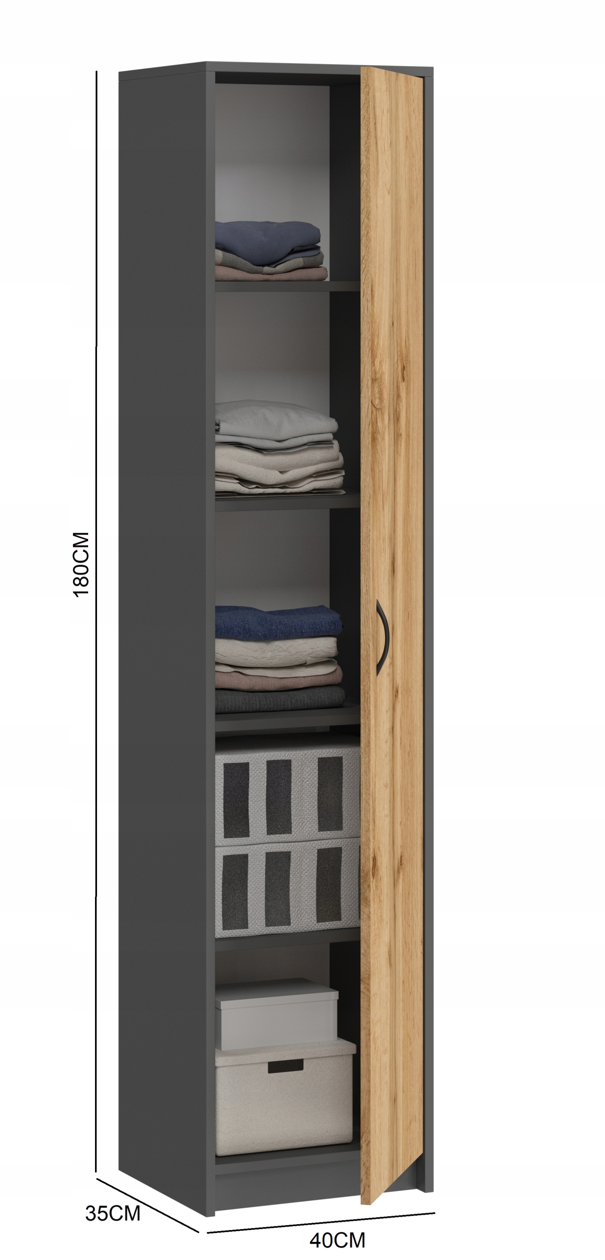 GABI REGAŁ ZAMKNIĘTY SZAFA ANTRACYT DĄB WOTAN Marka SaraMeble