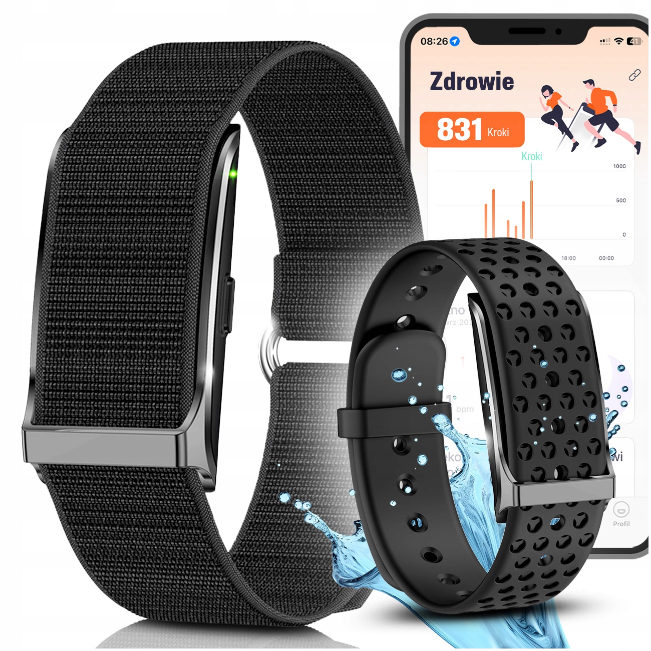 Smart Řemínek – Měření tepové frekvence tlaku kyslíku v krvi Hrv Spánek Kroky Vibrace