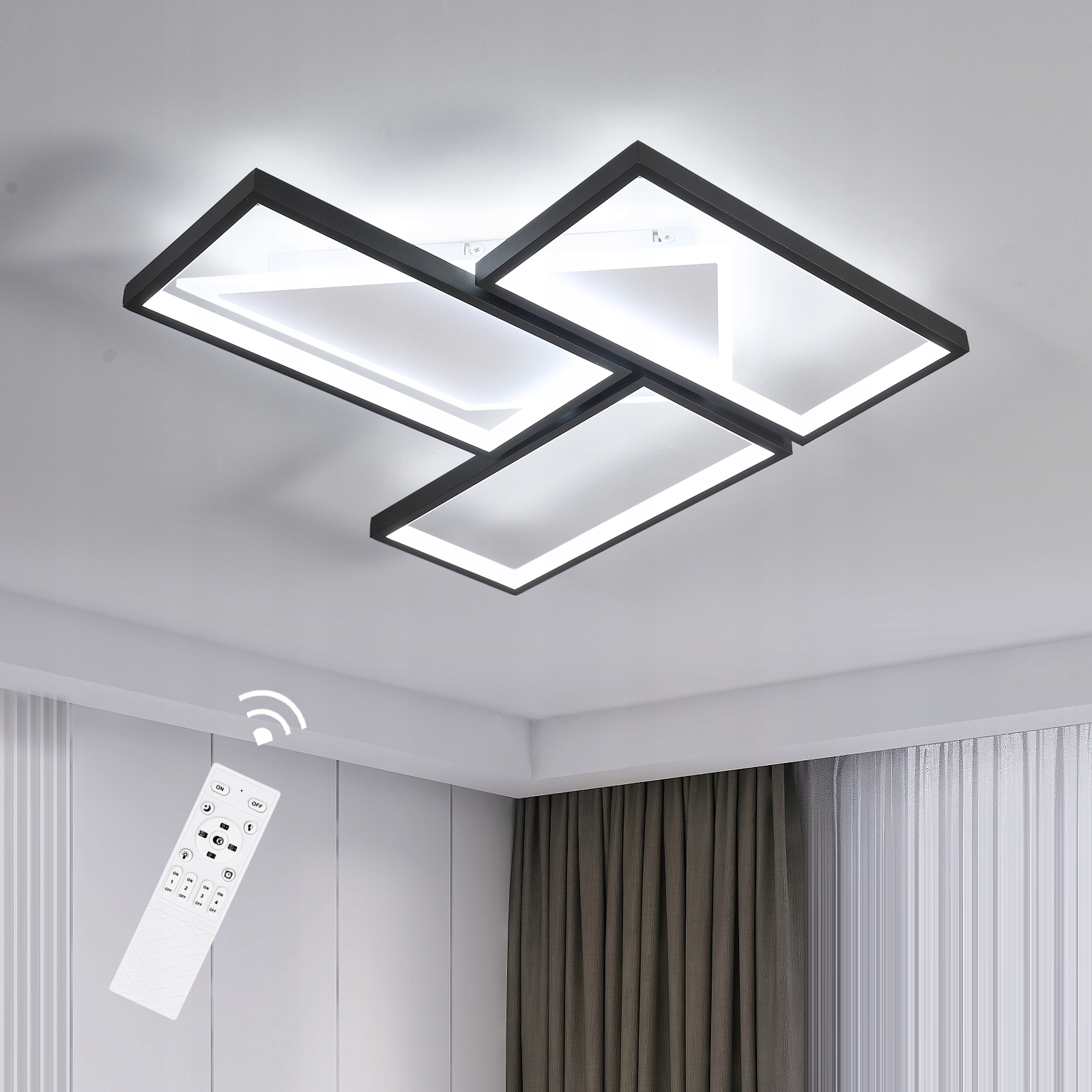 Led Stropní Svítidlo Lustr Černé+Bílé Moderní do Kuchyně s Dálkovým Ovládáním 56W