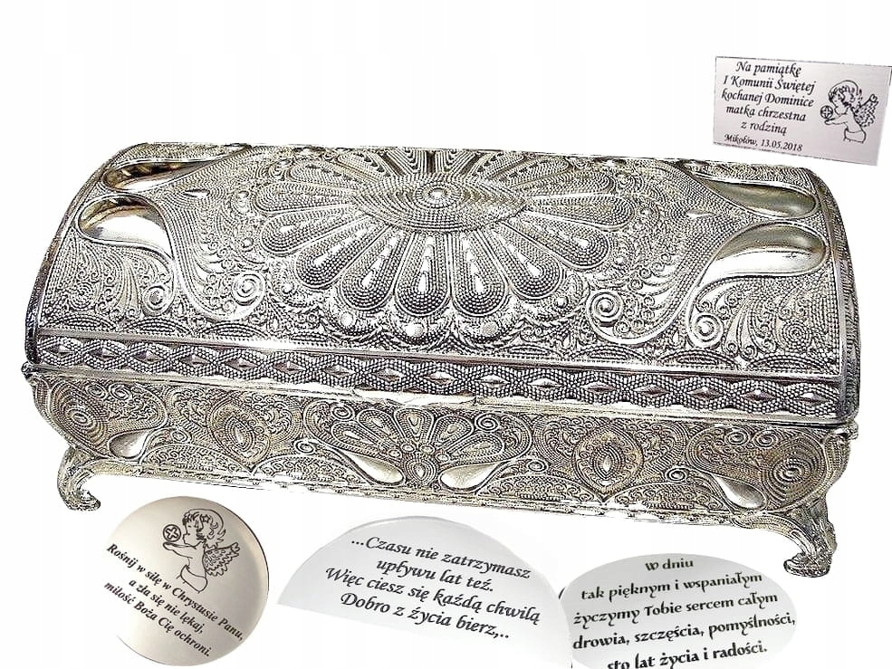 Krabička Kazeta Plater Stříbro Dárek Pro Dívku Ženy Svaté Přijímání