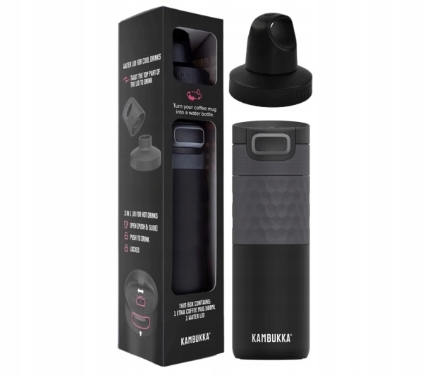 Kubek termiczny Kambukka Giftbox Etna Grip 0,5L Matte Black Czarny