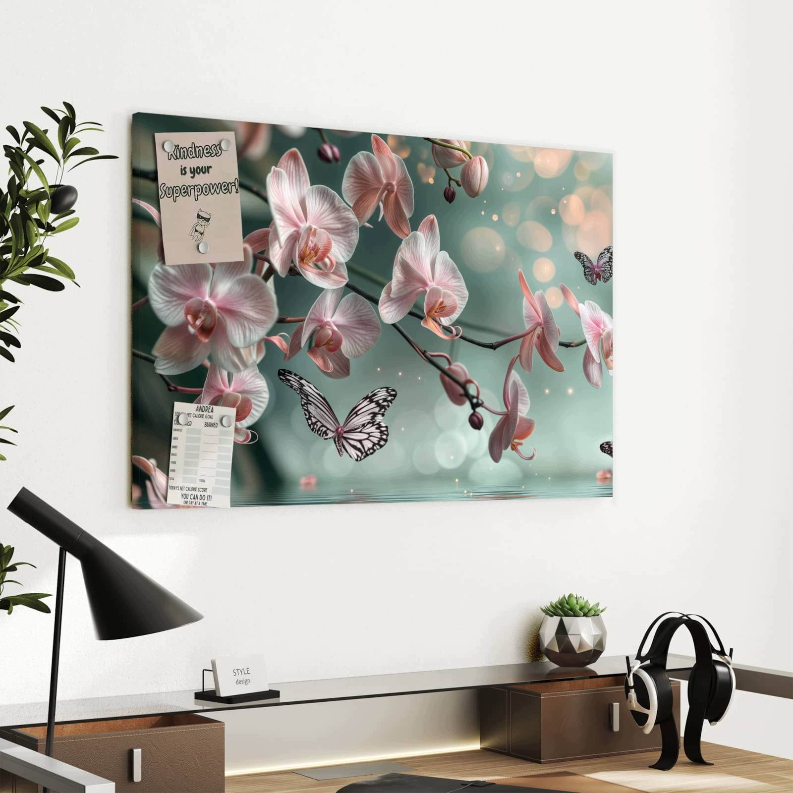 Magnetická tabule Orchideje Motýl 60 × 40 cm