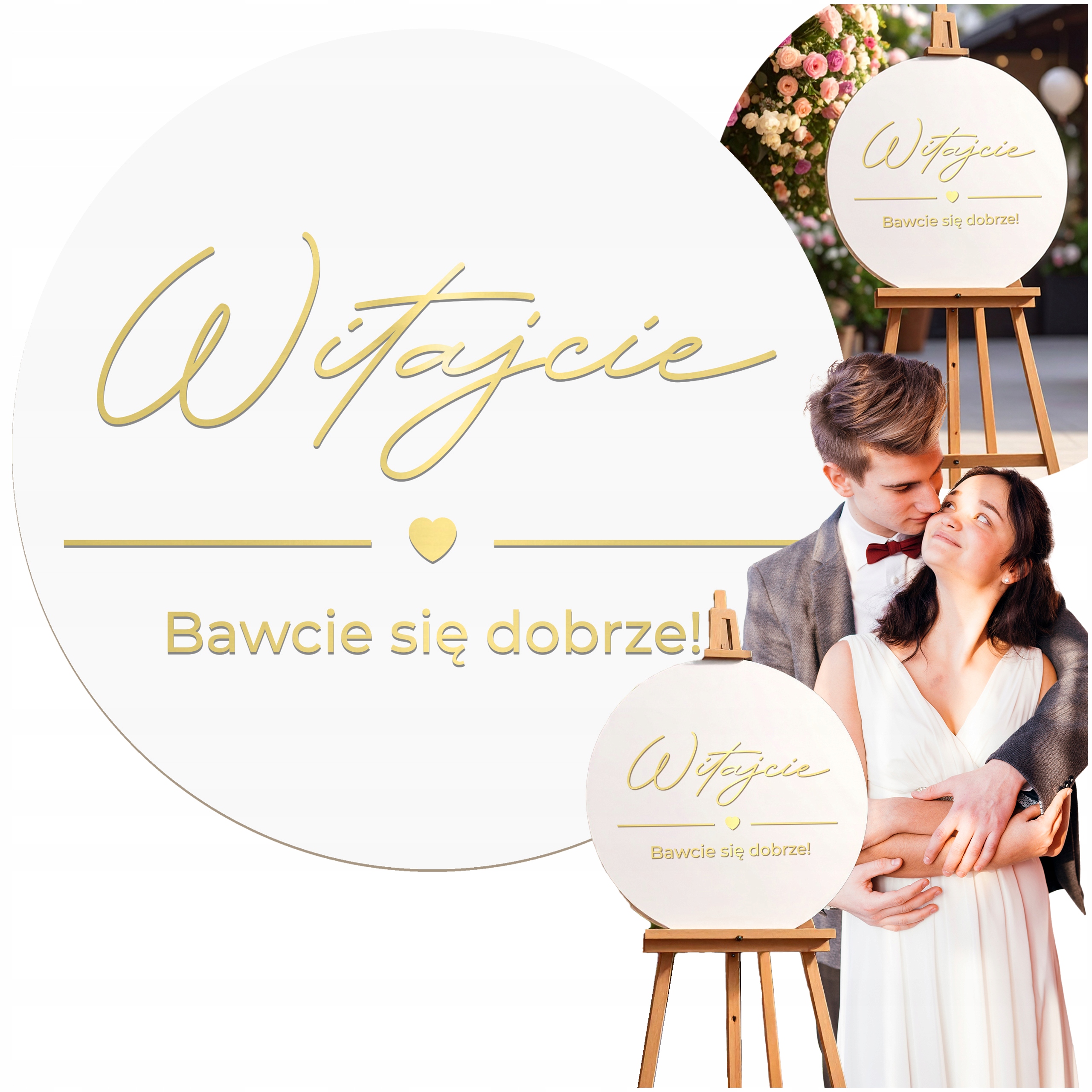 Bílá uvítací tabule na svatební hostina svatba 50 cm, dekorace