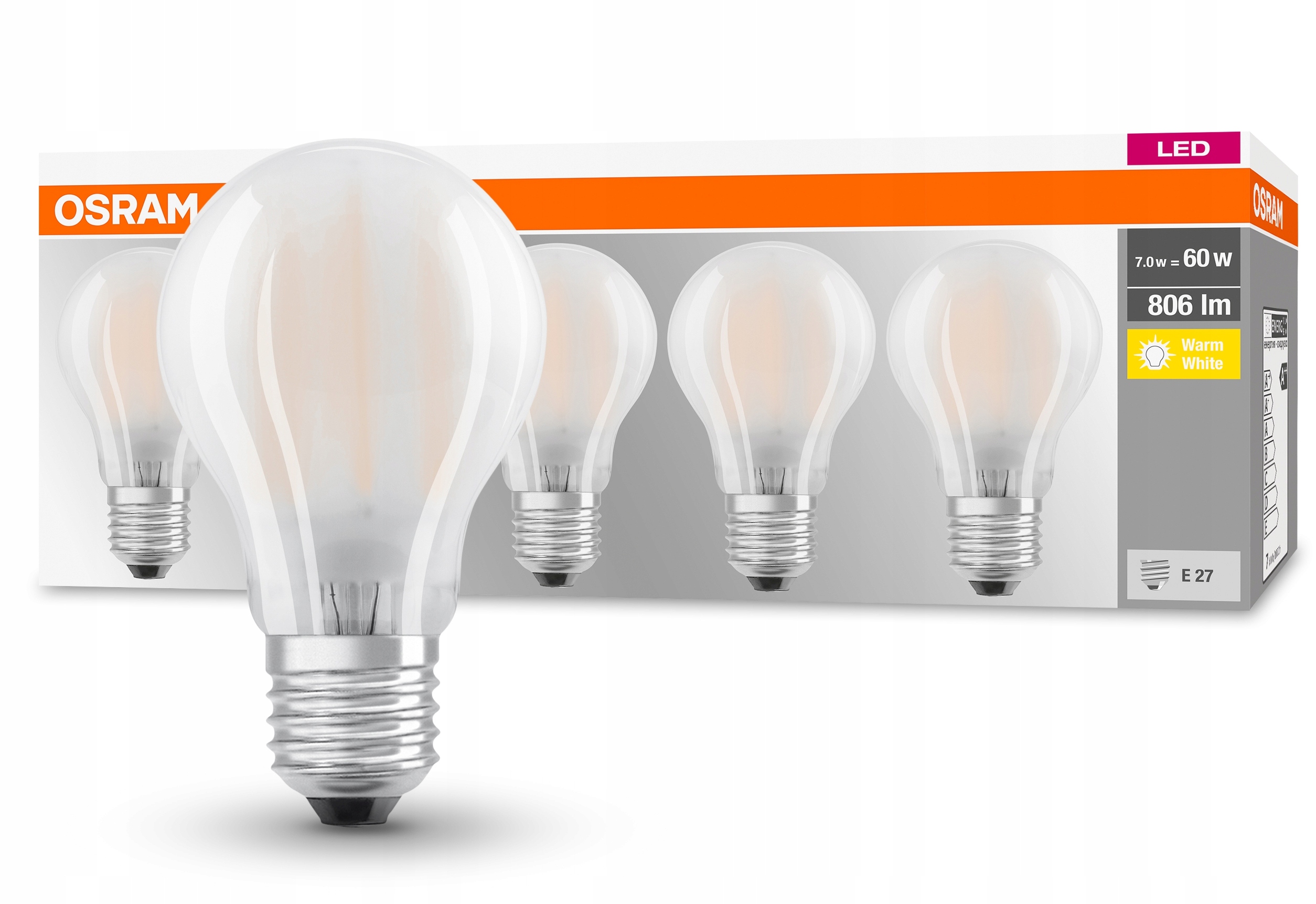 

Żarówka Filament Led 7W=60W E27 Osram 2700K 5-pak