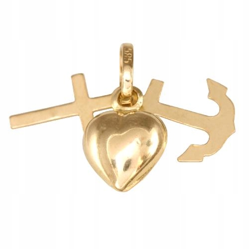 Zlatý křížek 585 Srdce kotva Kříž symbol víry naděje lásky 14kt