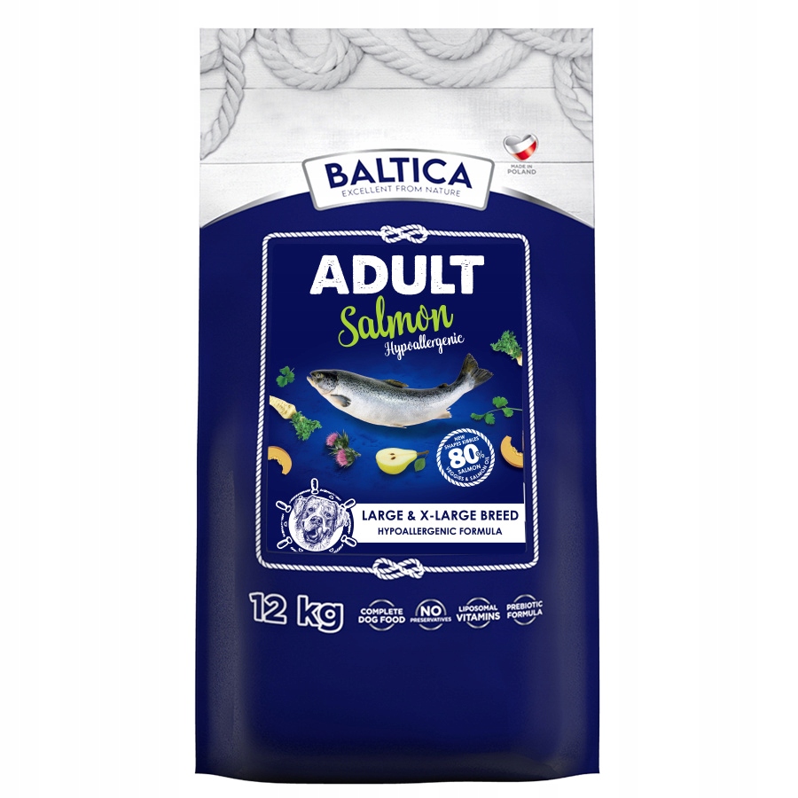 Levně Baltica Adult L/XL 12 kg Hypoalergenní suché Krmivo s lososem pro psy
