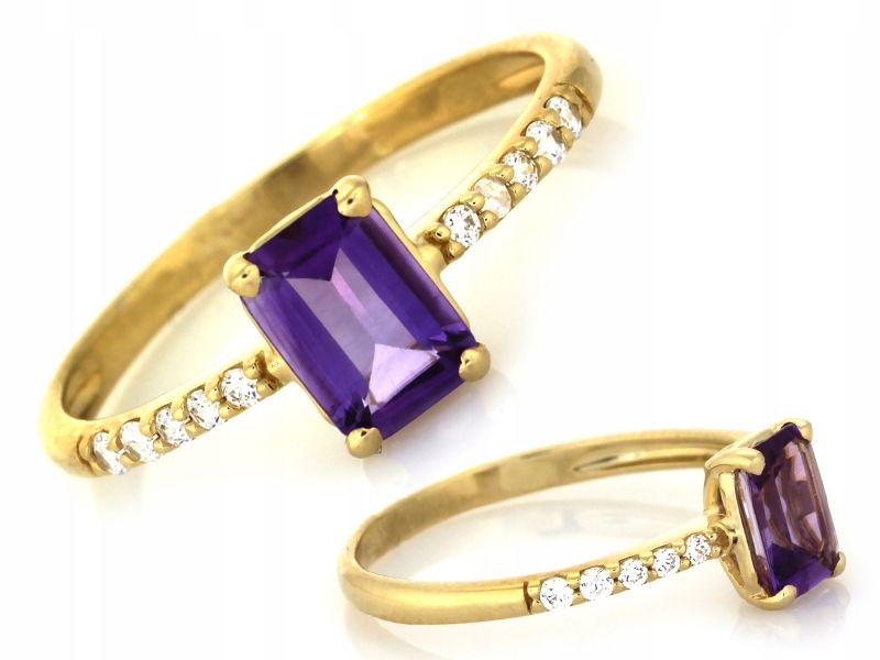 Ženský prstýnek ve zlaté barvě 585 s fialovým kamenem