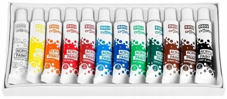 FARBY AKRYLOWE EASY CREATIVE 12 ml 12 sztuk Rodzaj farby akrylowe