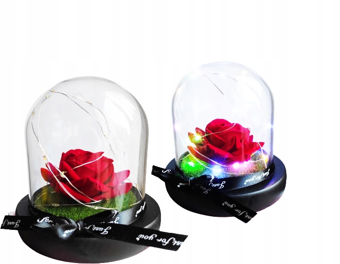 Вечная роза в стеклянном светящемся светодиодном подарочном красном состоянии оригинальная упаковка