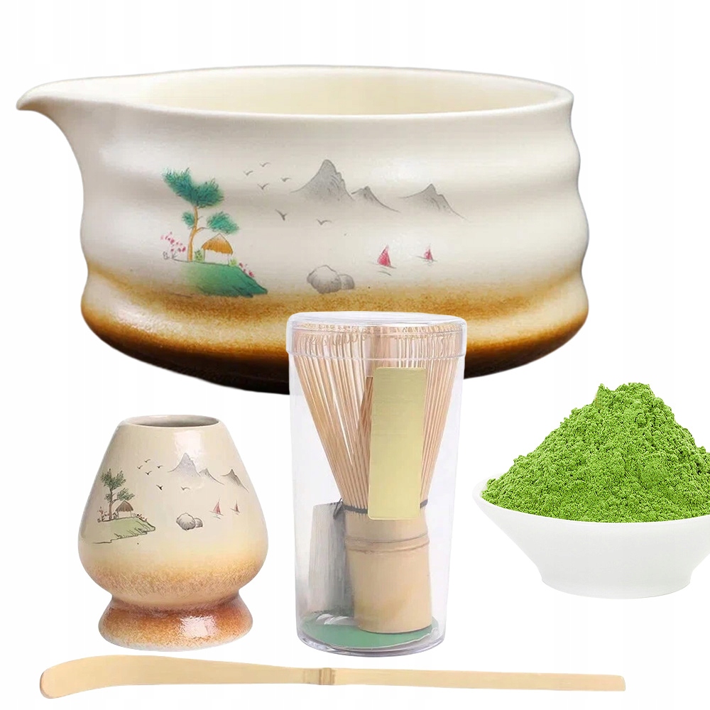 Sada pro Matcha s elegantním keramickým bambusovým příslušenstvím Premium