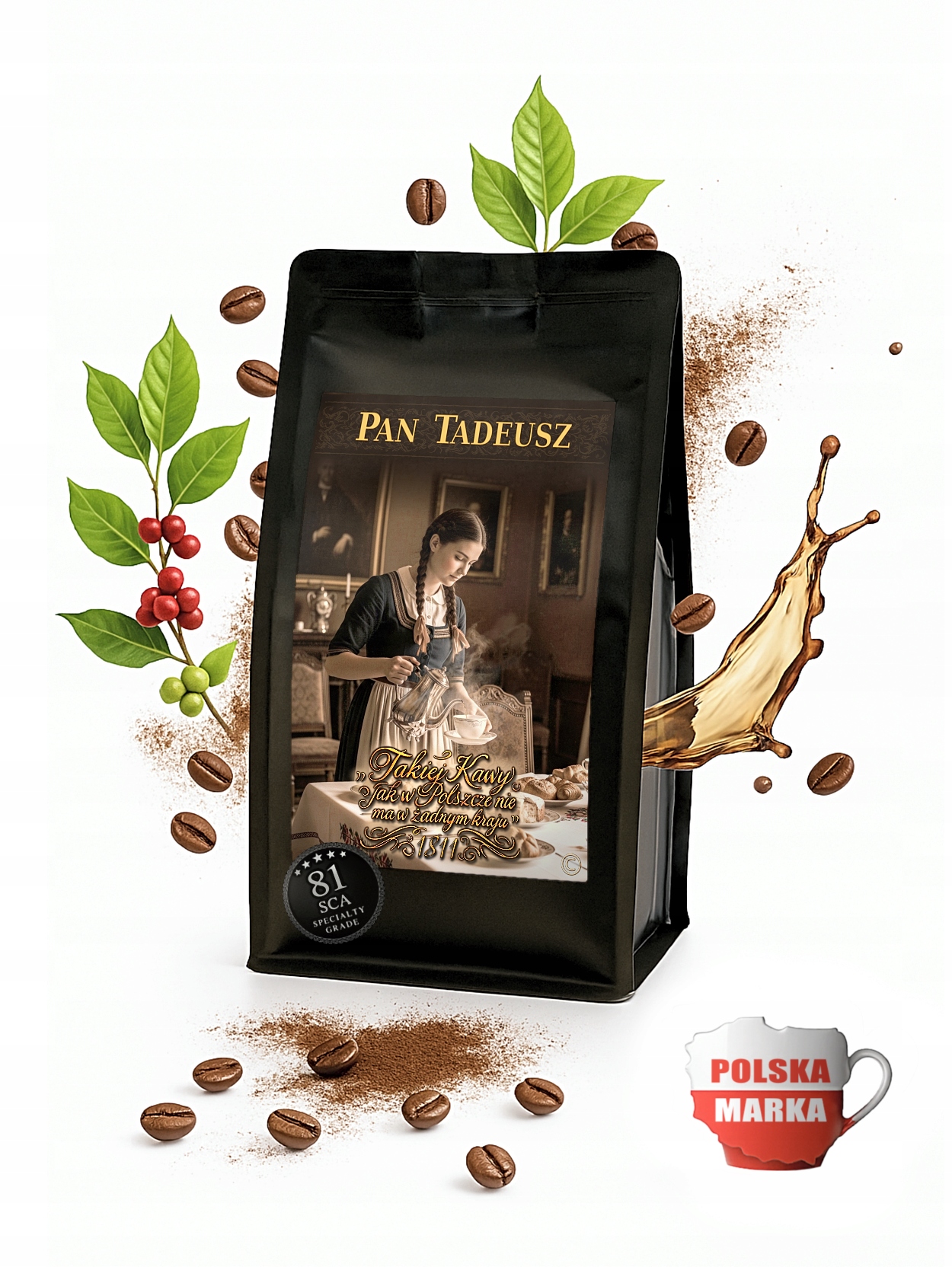 Levně Mletá káva premium Pan Tadeusz 500 g sada 2 ks