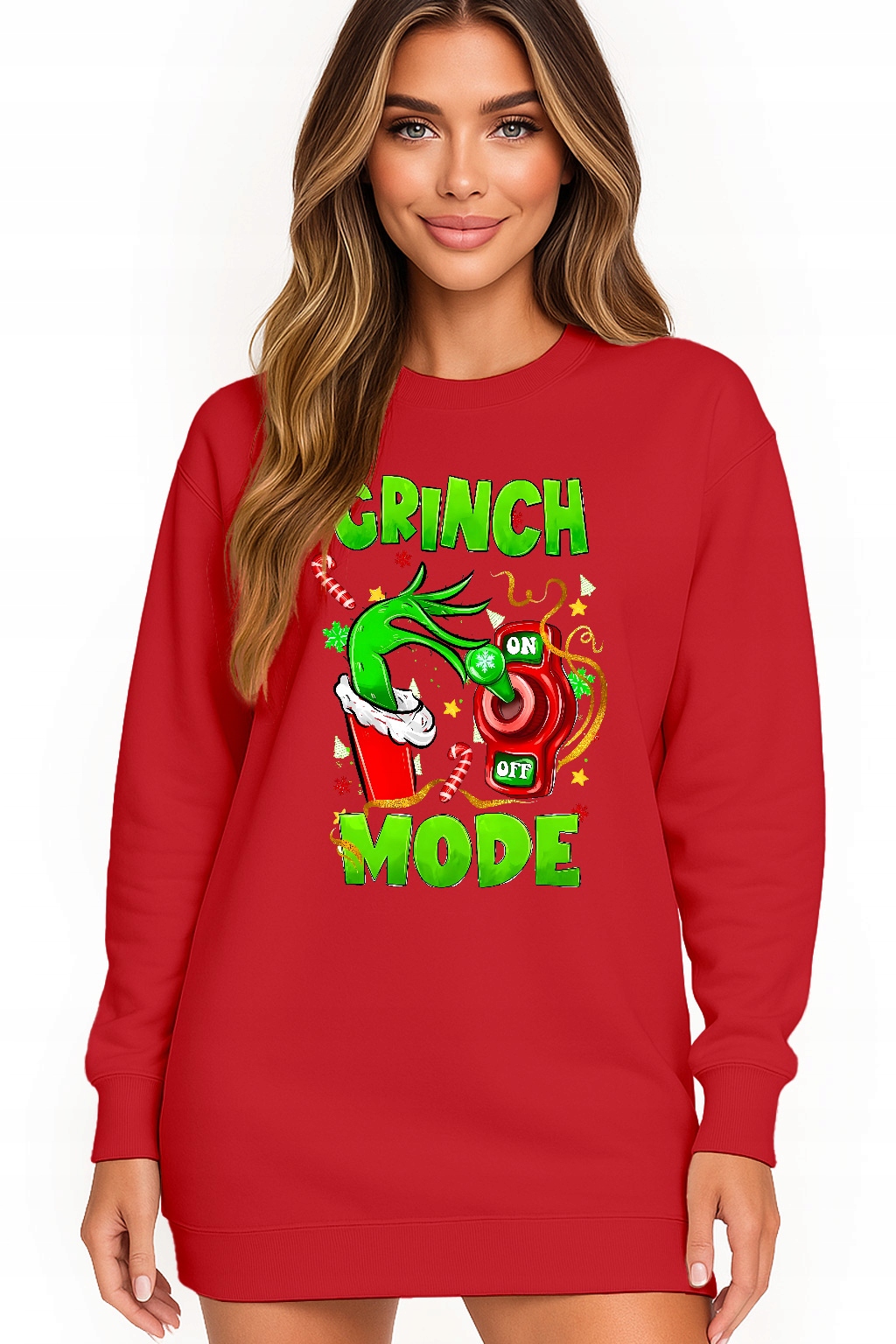 Mikina Vánoční Oversize Šaty Grinch Mode On Dárek Vánoce XXL