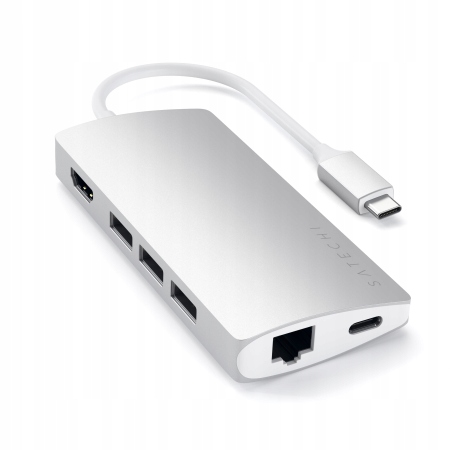 Satechi Aluminium Adapter V2 Usb-c, 3x Usb-a, 4K Hdmi, micro/SD, Ethernet
