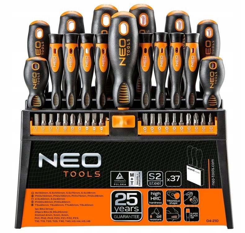 Zestaw wkrętaków i końcówek wkrętakowych Neo Tools S2 37 szt. 04-210